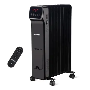 2000W Black 9-Fin Digital Electric Oil-Filled Radiator Heater