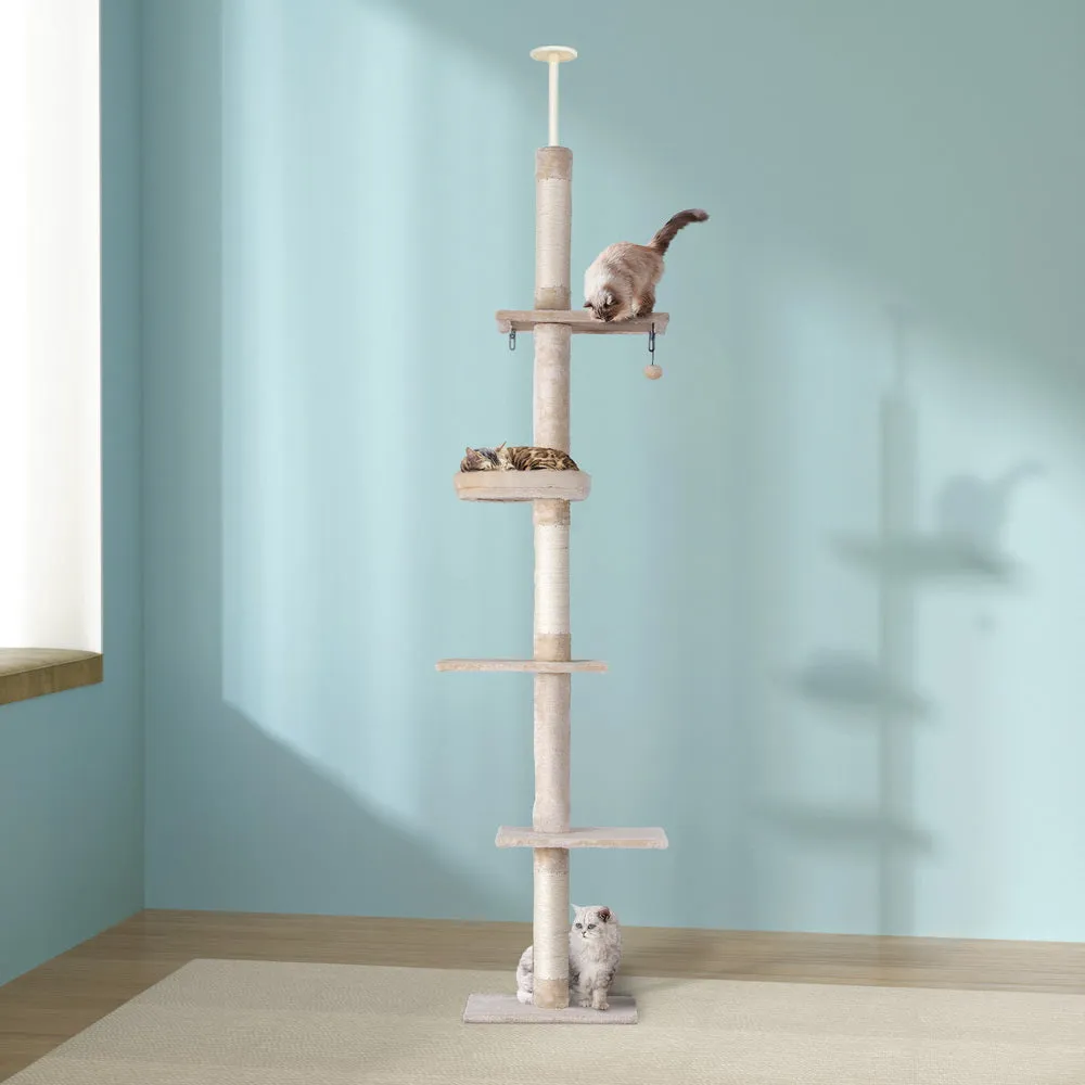 290cm Floor-to-Ceiling Cat Tree, 5 Levels, Sisal Posts – i.Pet