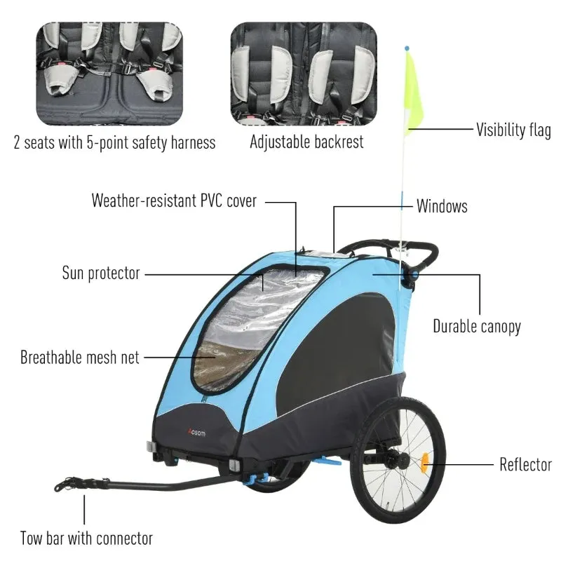 3-in-1 Bike Trailer - Blue