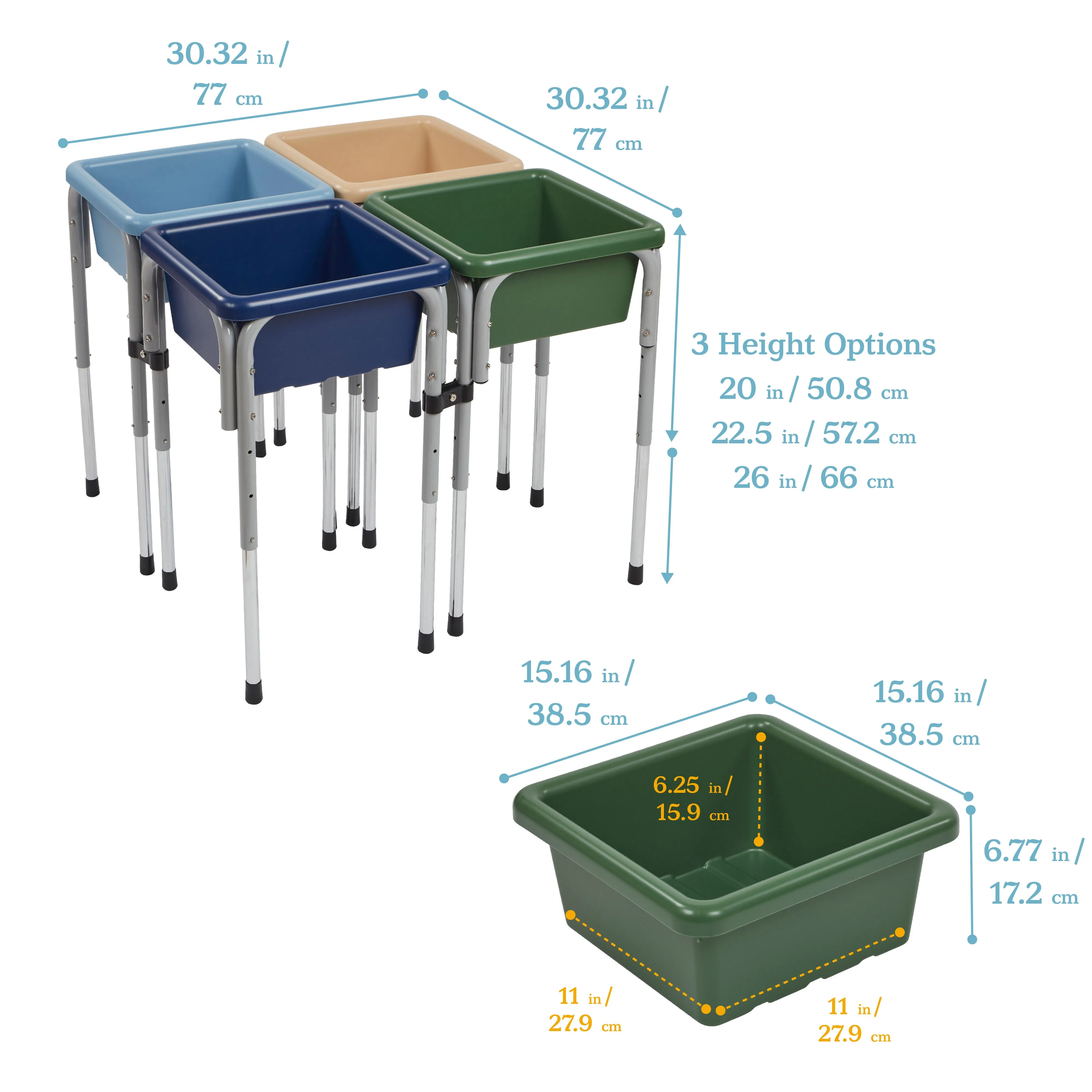 4-Station Sand and Water Adjustable Play Table, Sensory Bins