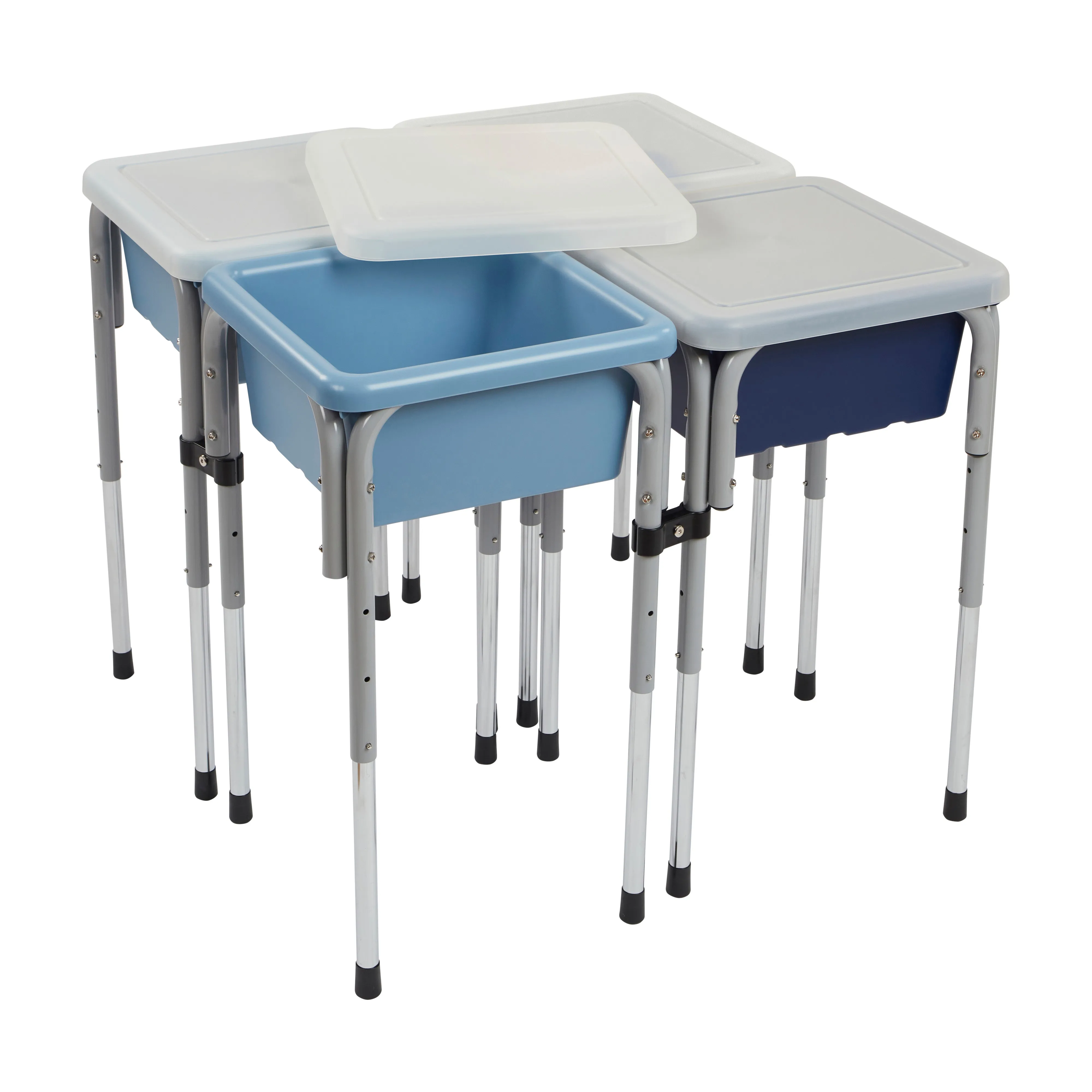 4-Station Sand and Water Adjustable Play Table, Sensory Bins