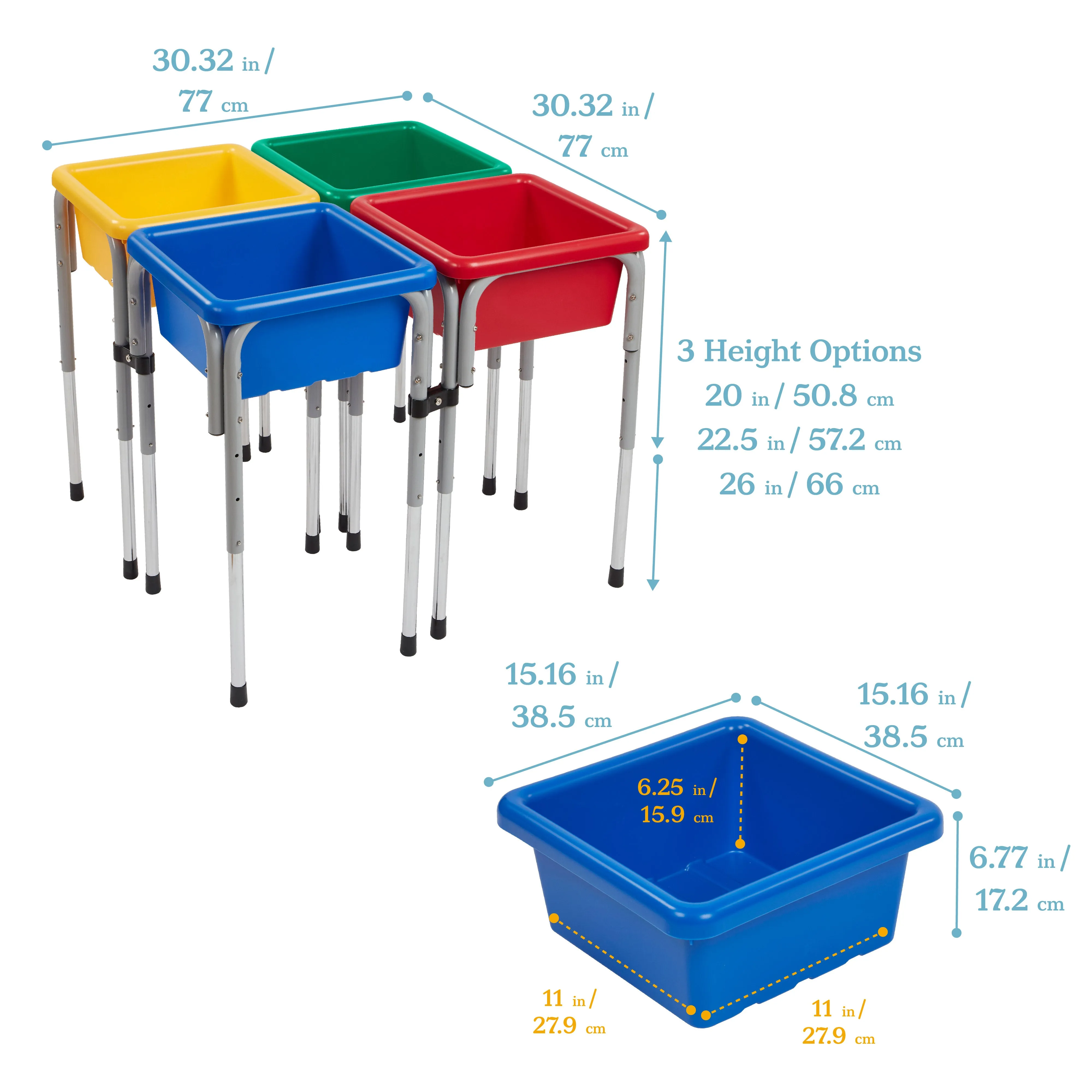 4-Station Sand and Water Adjustable Play Table, Sensory Bins