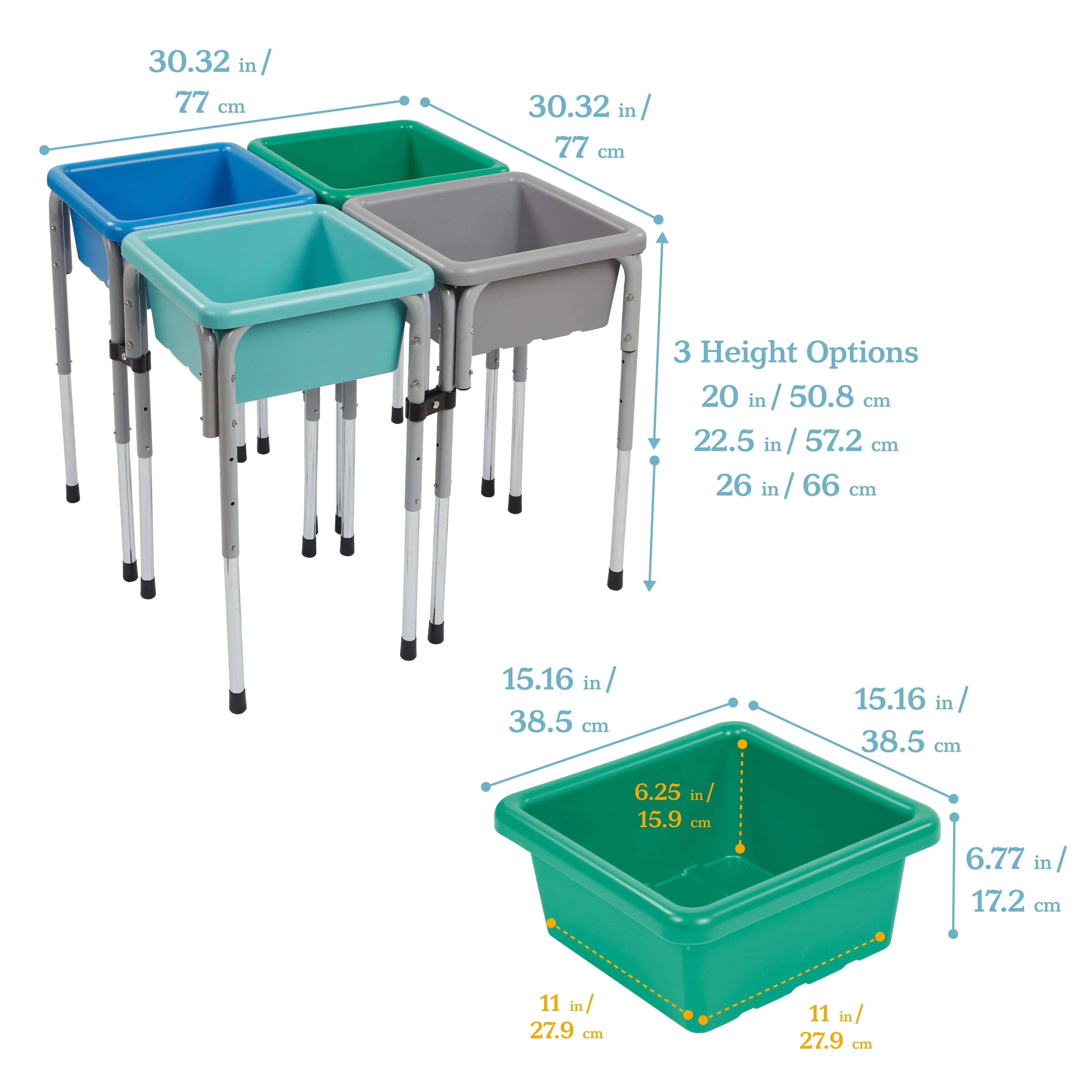 4-Station Sand and Water Adjustable Play Table, Sensory Bins