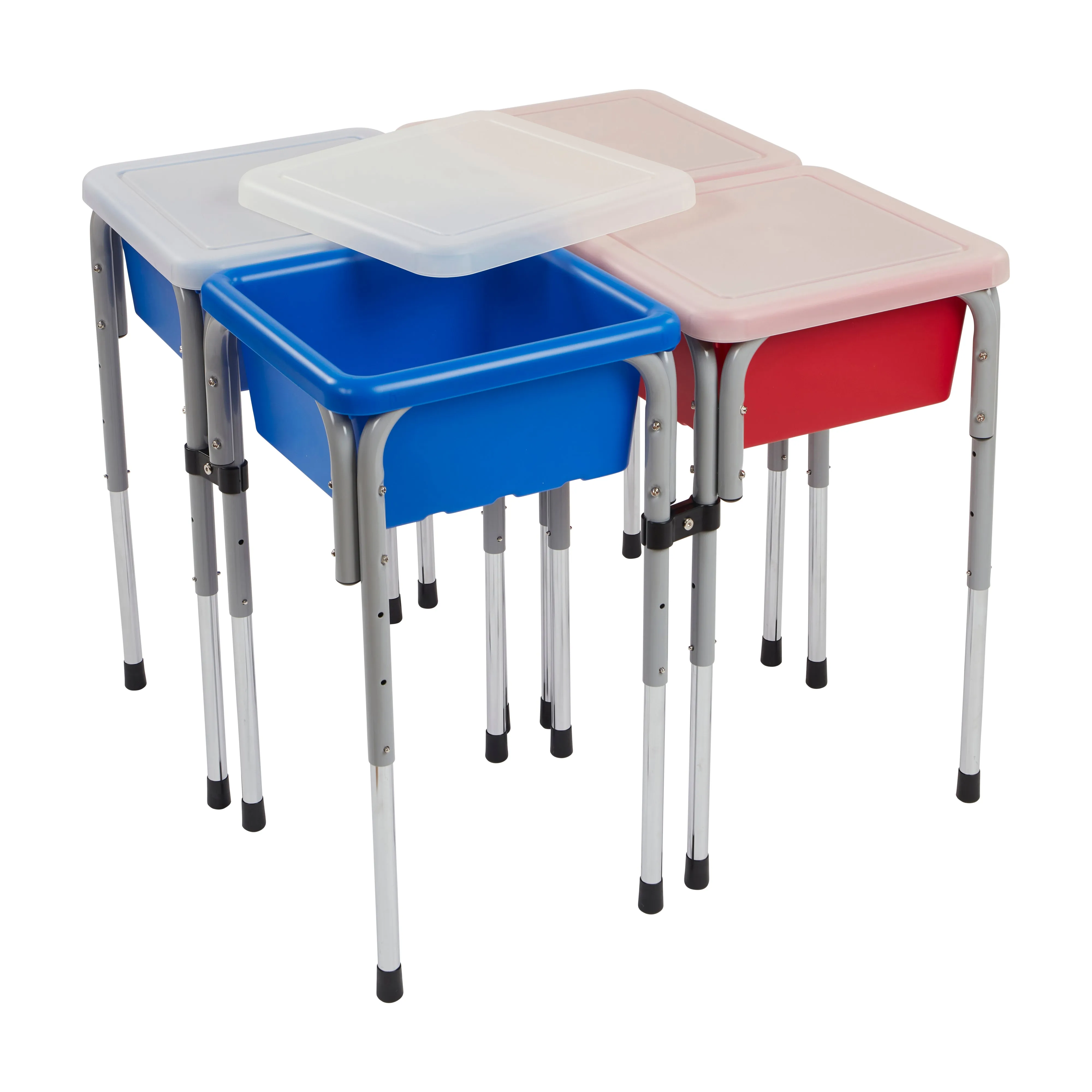 4-Station Sand and Water Adjustable Play Table, Sensory Bins