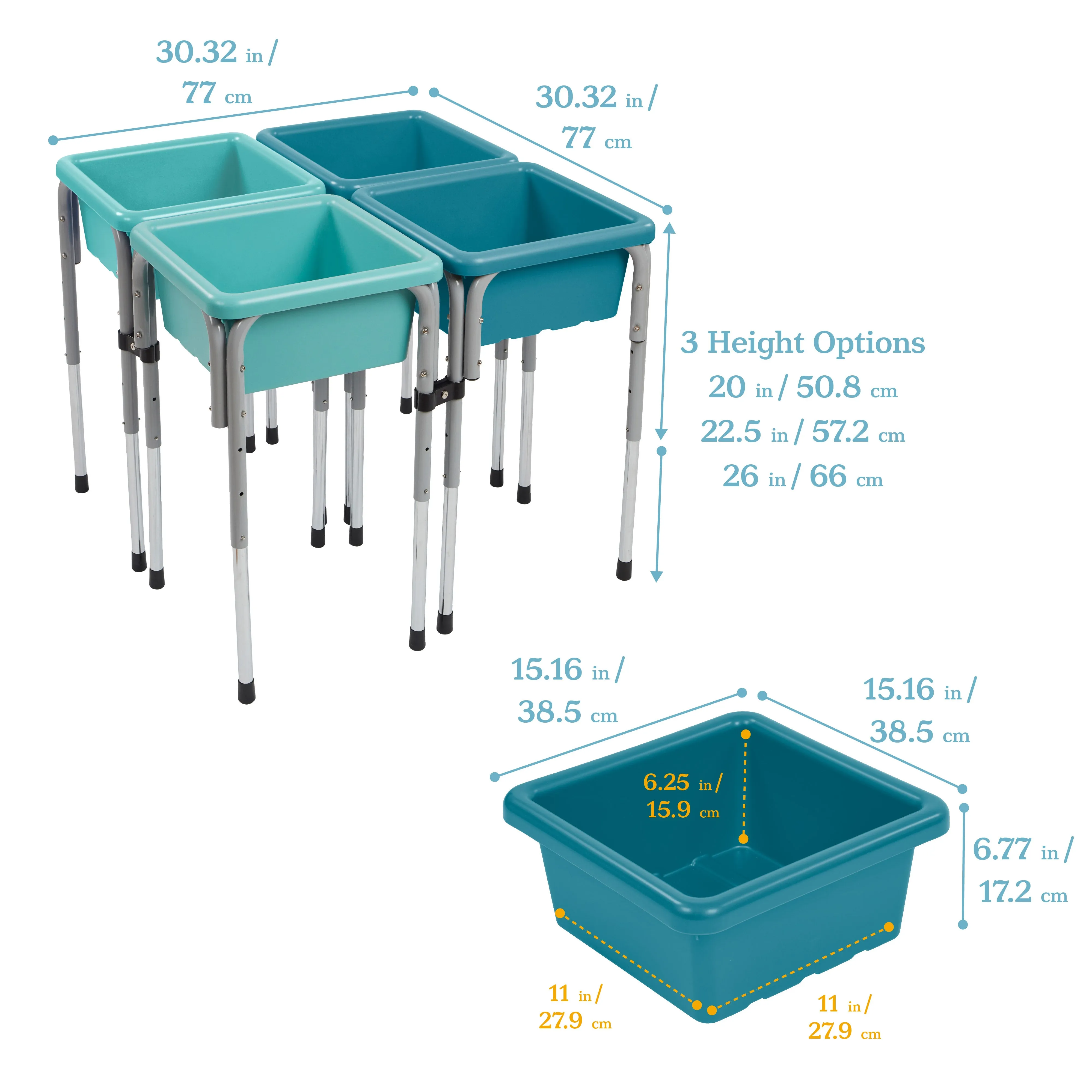 4-Station Sand and Water Adjustable Play Table, Sensory Bins