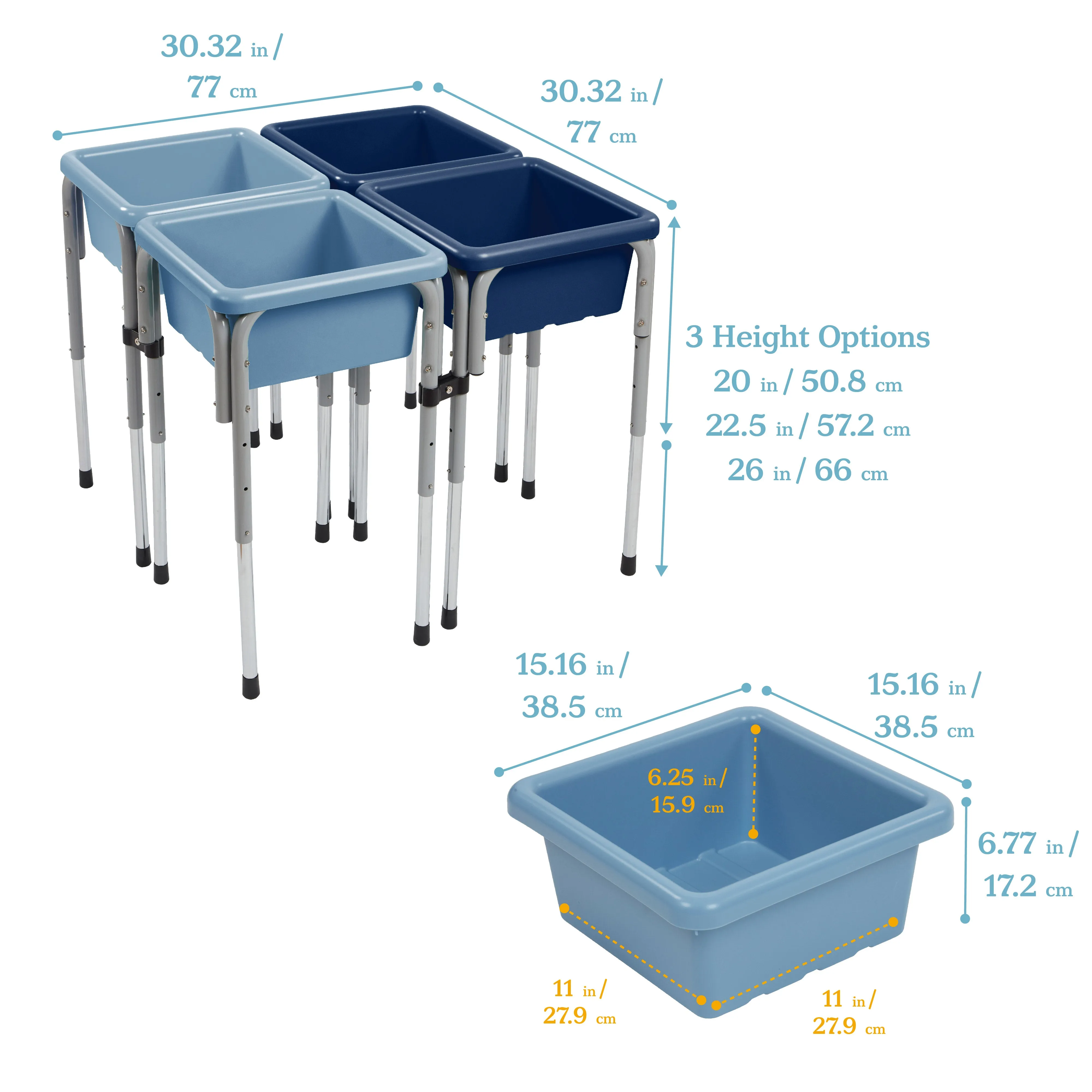 4-Station Sand and Water Adjustable Play Table, Sensory Bins