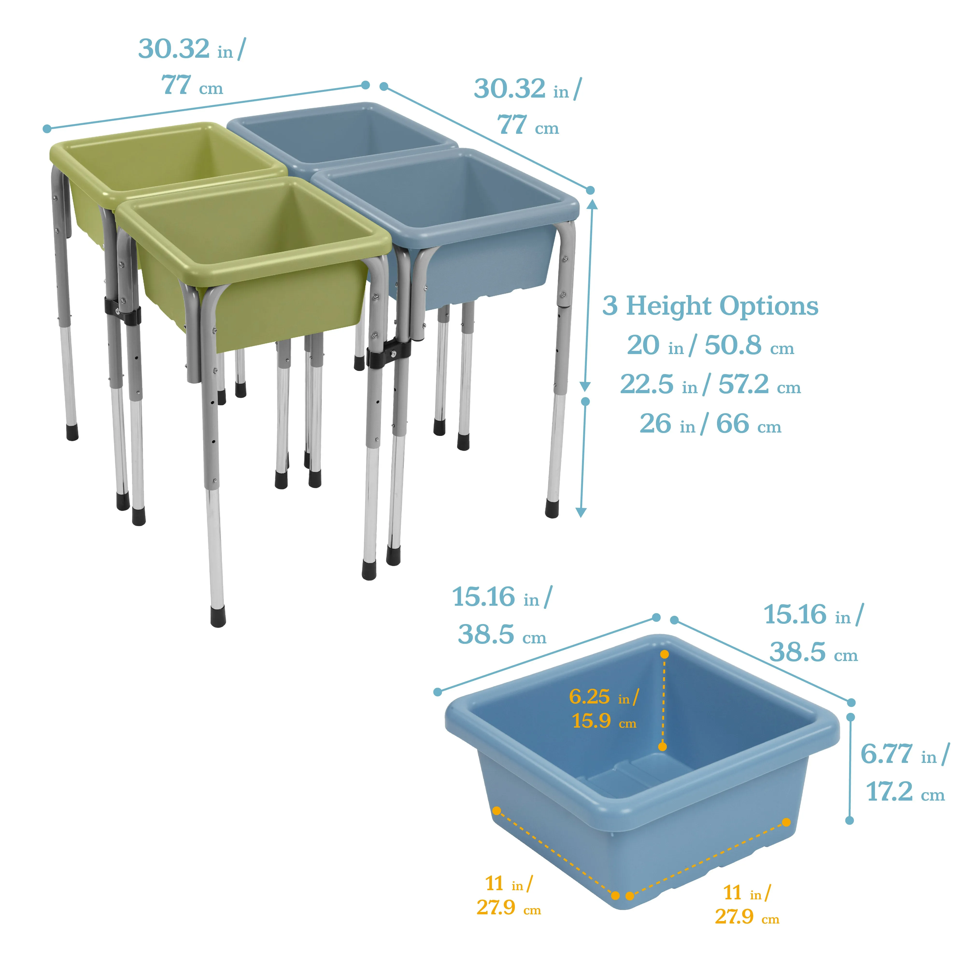 4-Station Sand and Water Adjustable Play Table, Sensory Bins