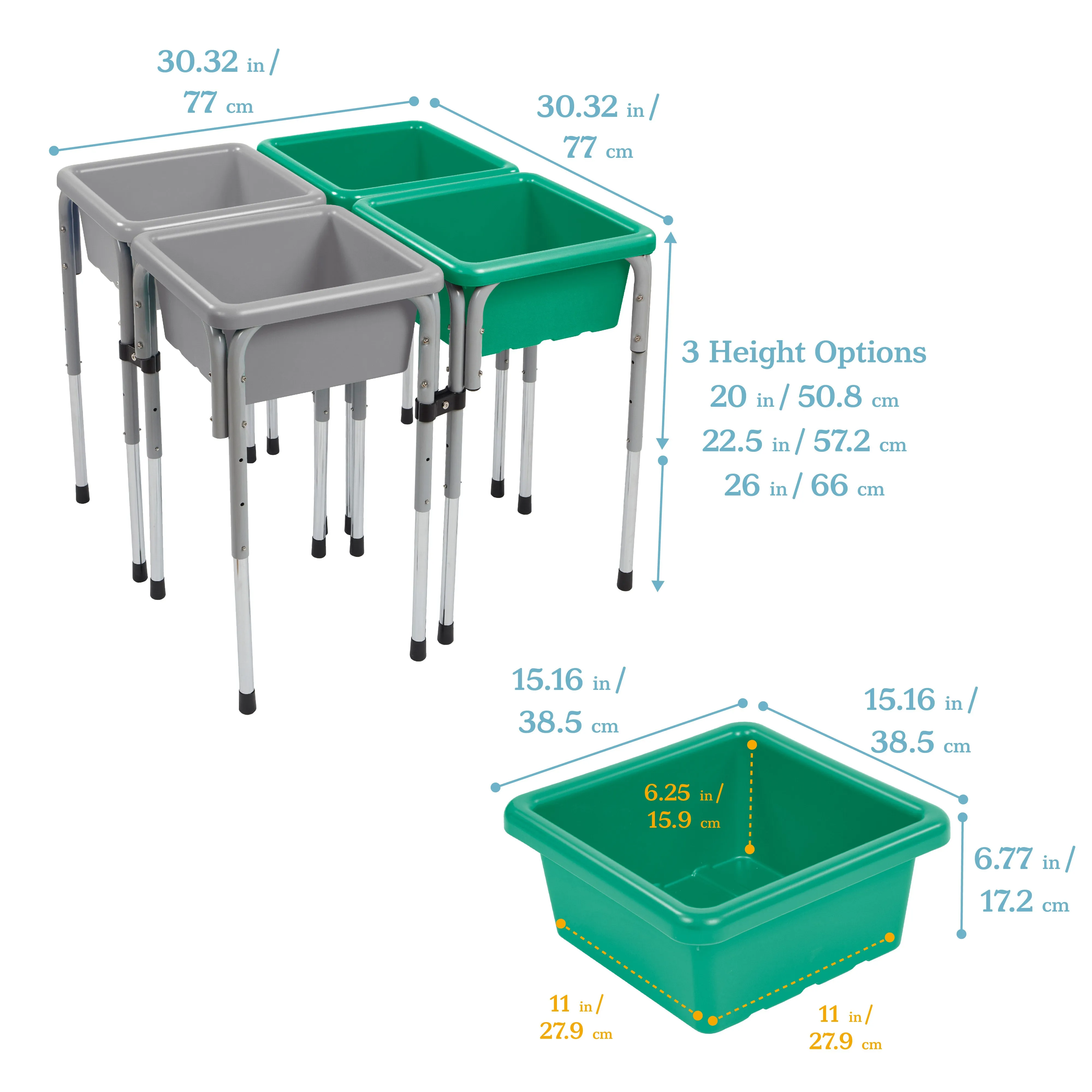 4-Station Sand and Water Adjustable Play Table, Sensory Bins