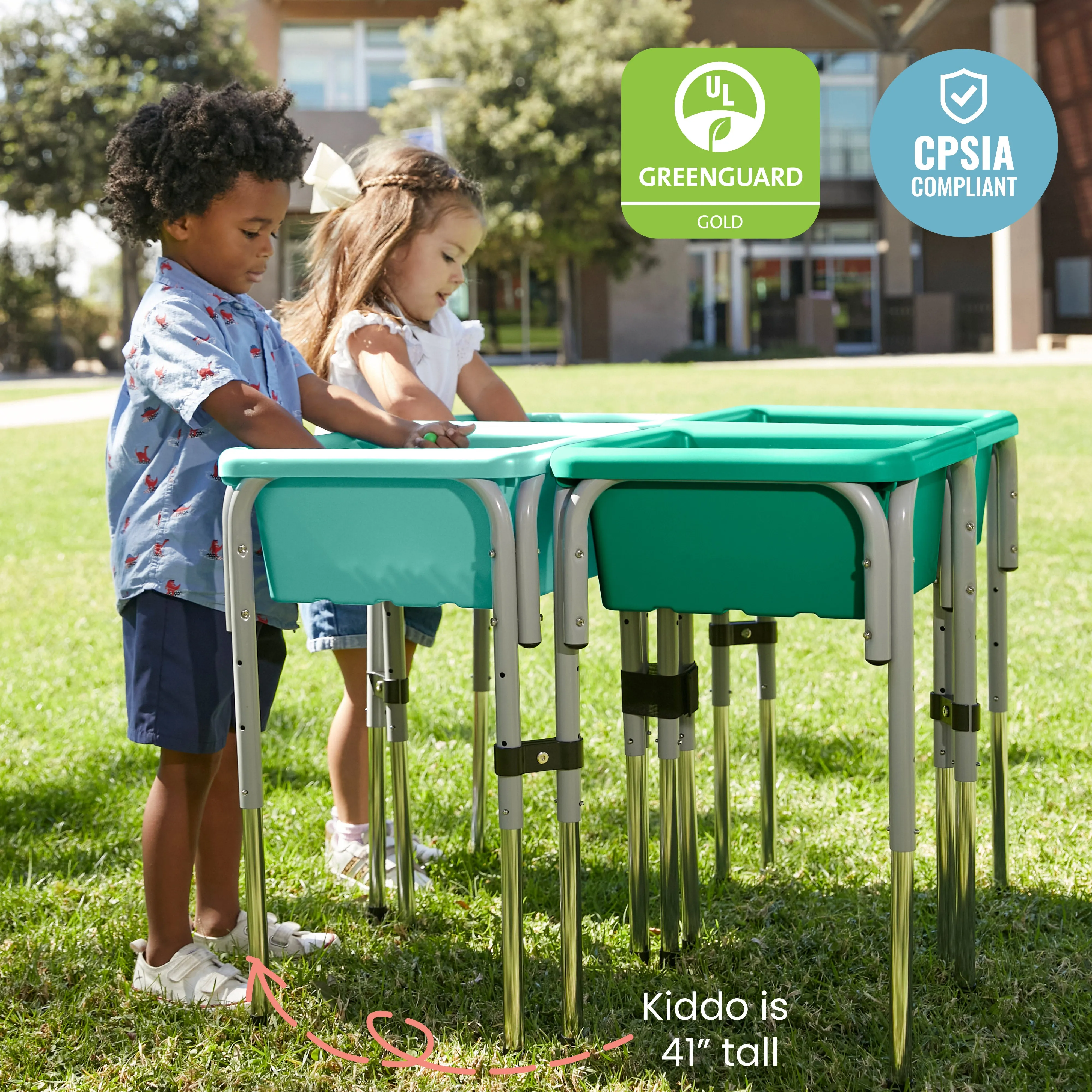 4-Station Sand and Water Adjustable Play Table, Sensory Bins