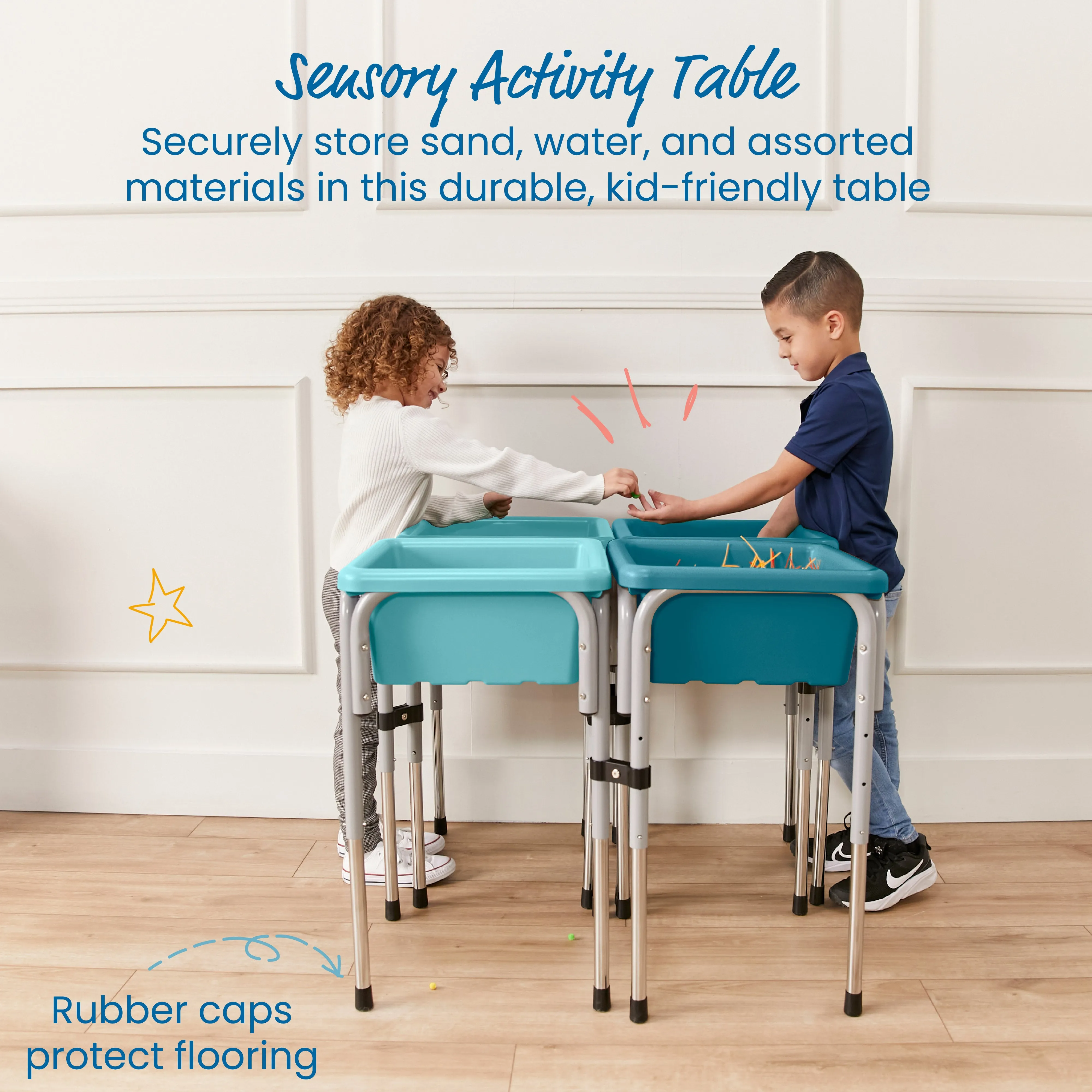 4-Station Sand and Water Adjustable Play Table, Sensory Bins