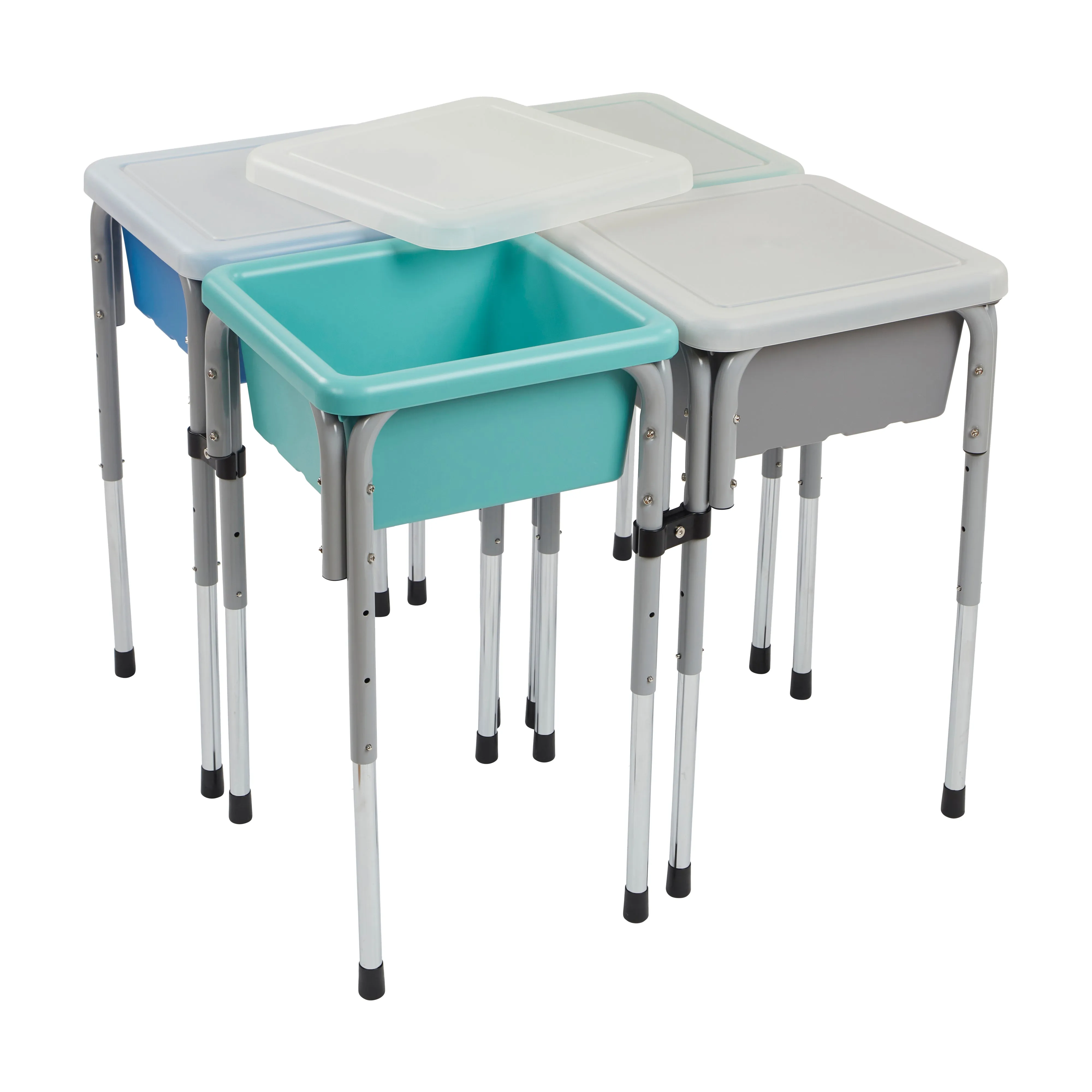 4-Station Sand and Water Adjustable Play Table, Sensory Bins