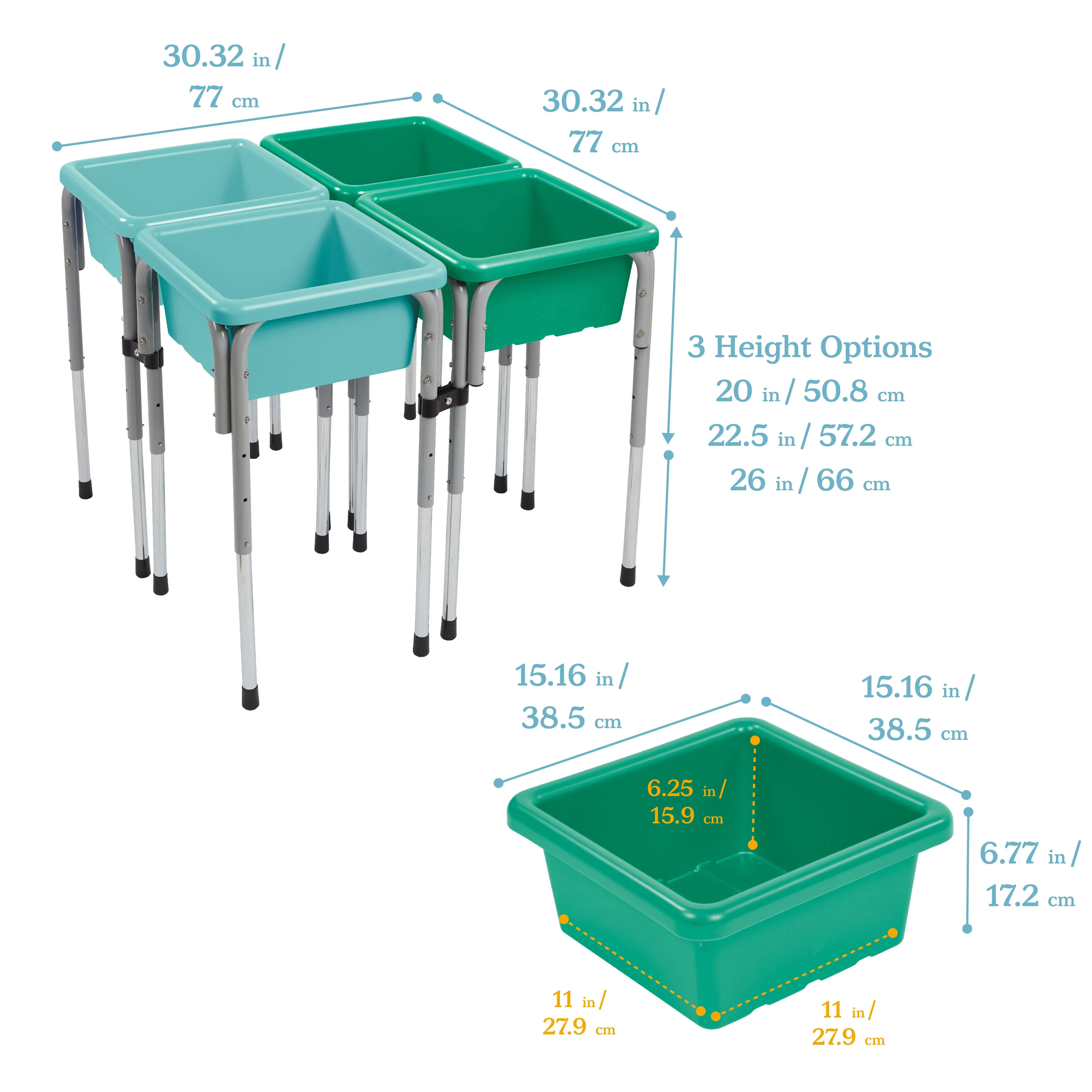 4-Station Sand and Water Adjustable Play Table, Sensory Bins