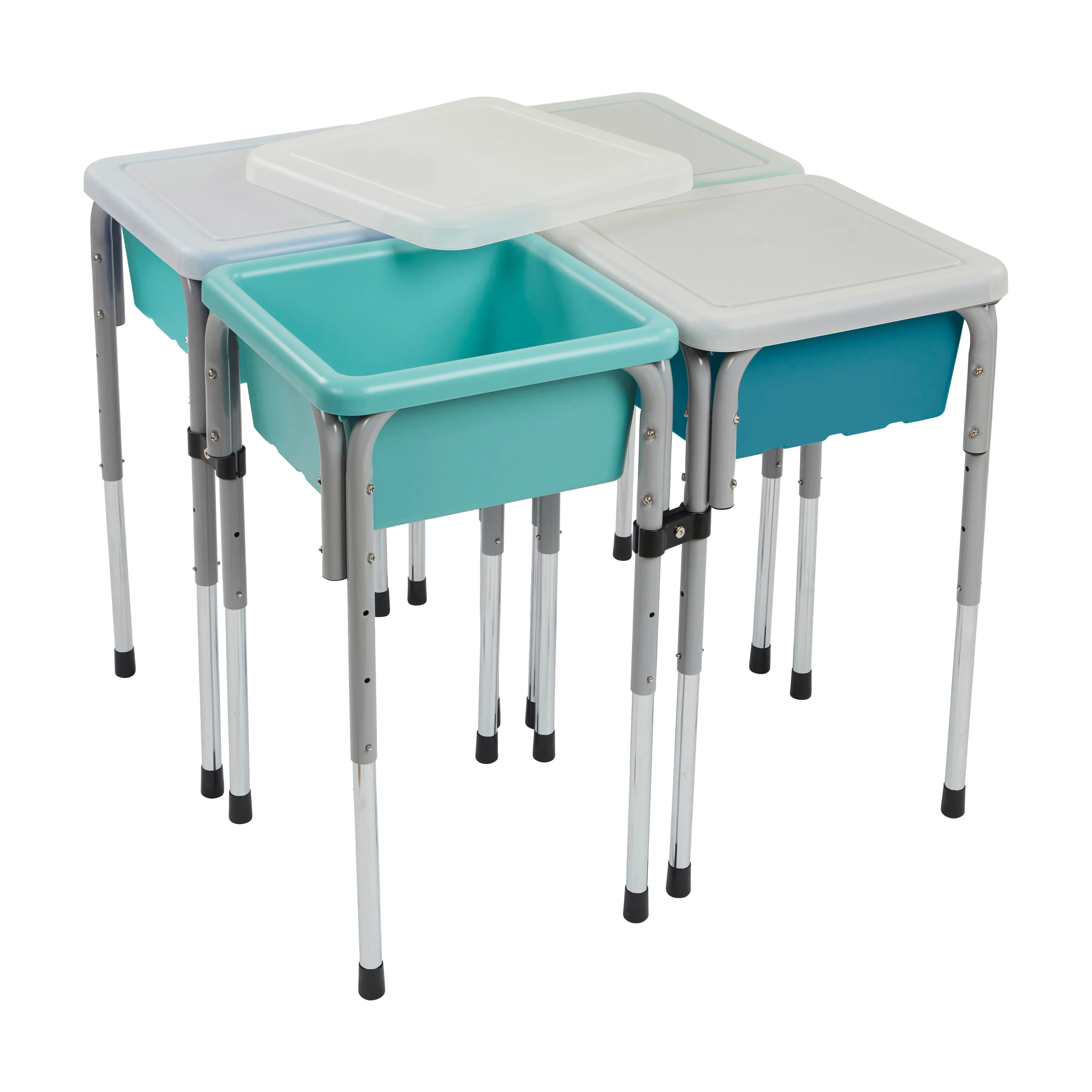 4-Station Sand and Water Adjustable Play Table, Sensory Bins