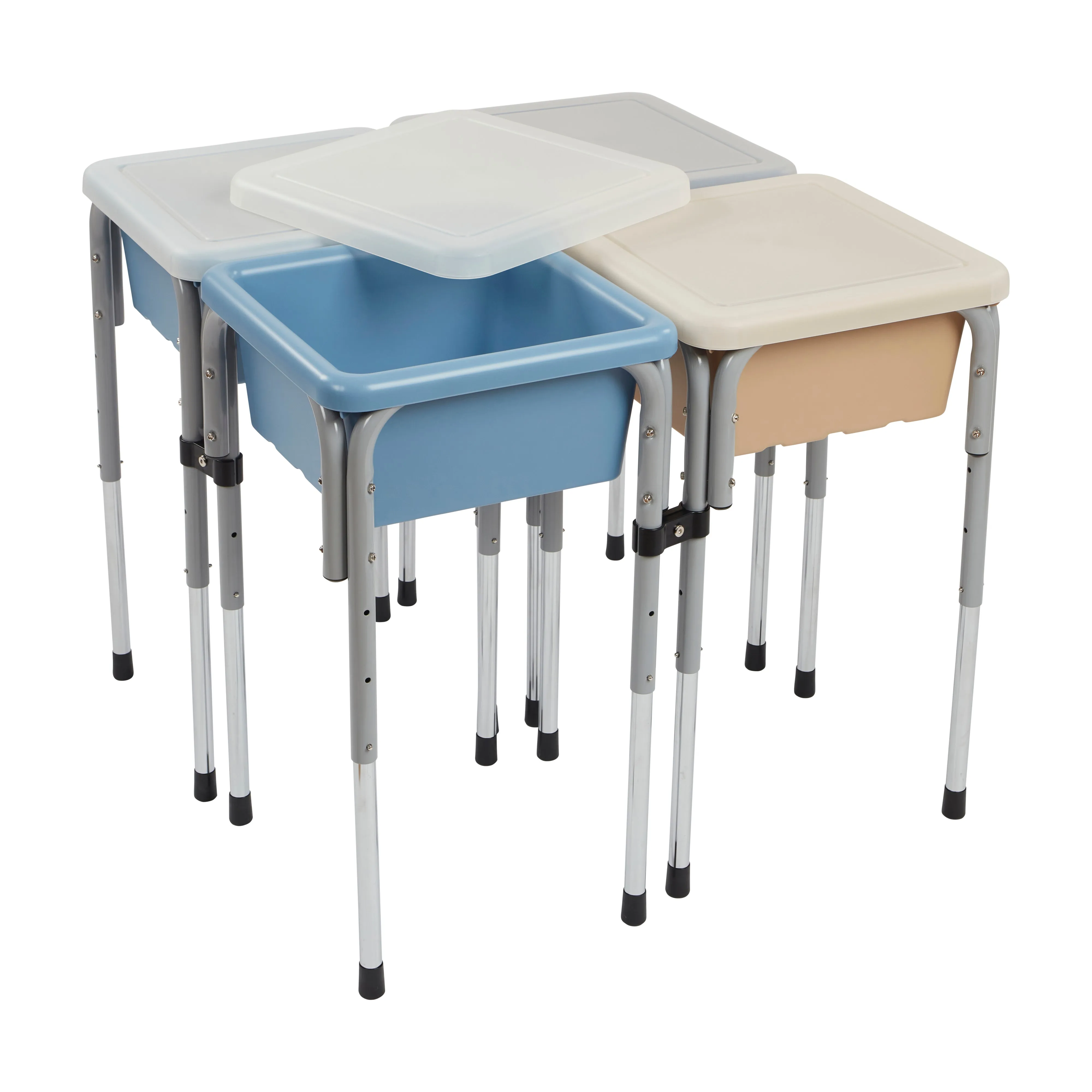 4-Station Sand and Water Adjustable Play Table, Sensory Bins