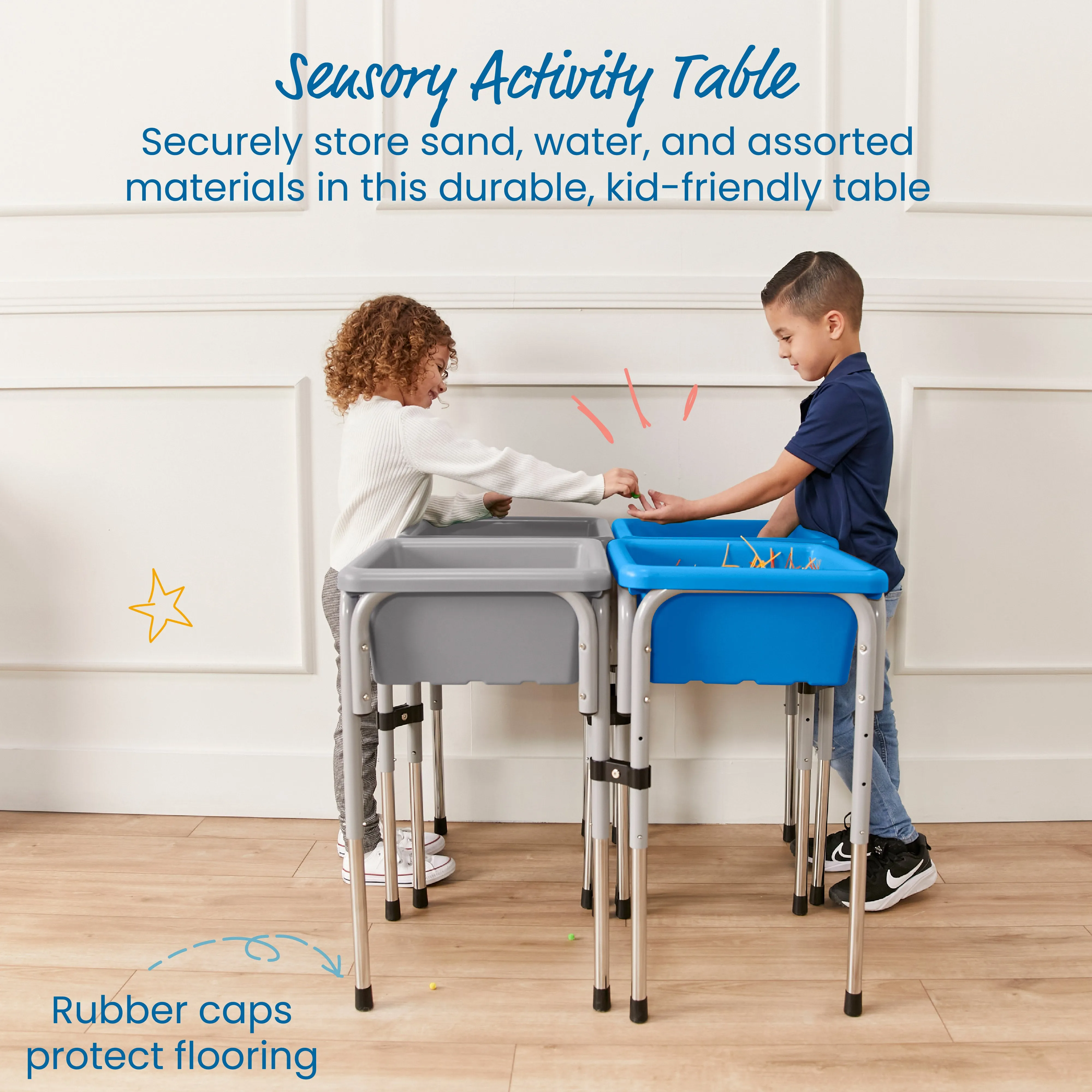 4-Station Sand and Water Adjustable Play Table, Sensory Bins