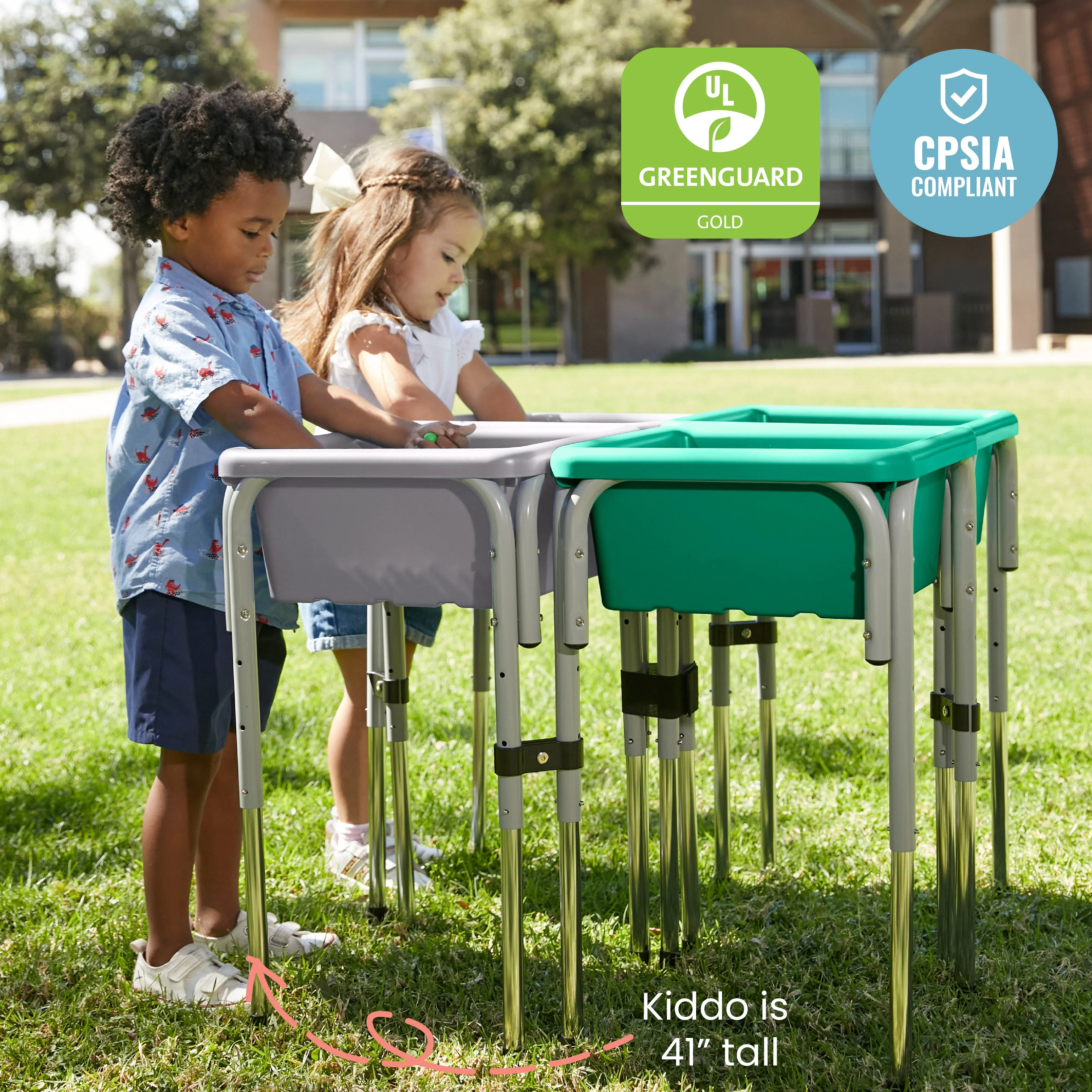 4-Station Sand and Water Adjustable Play Table, Sensory Bins