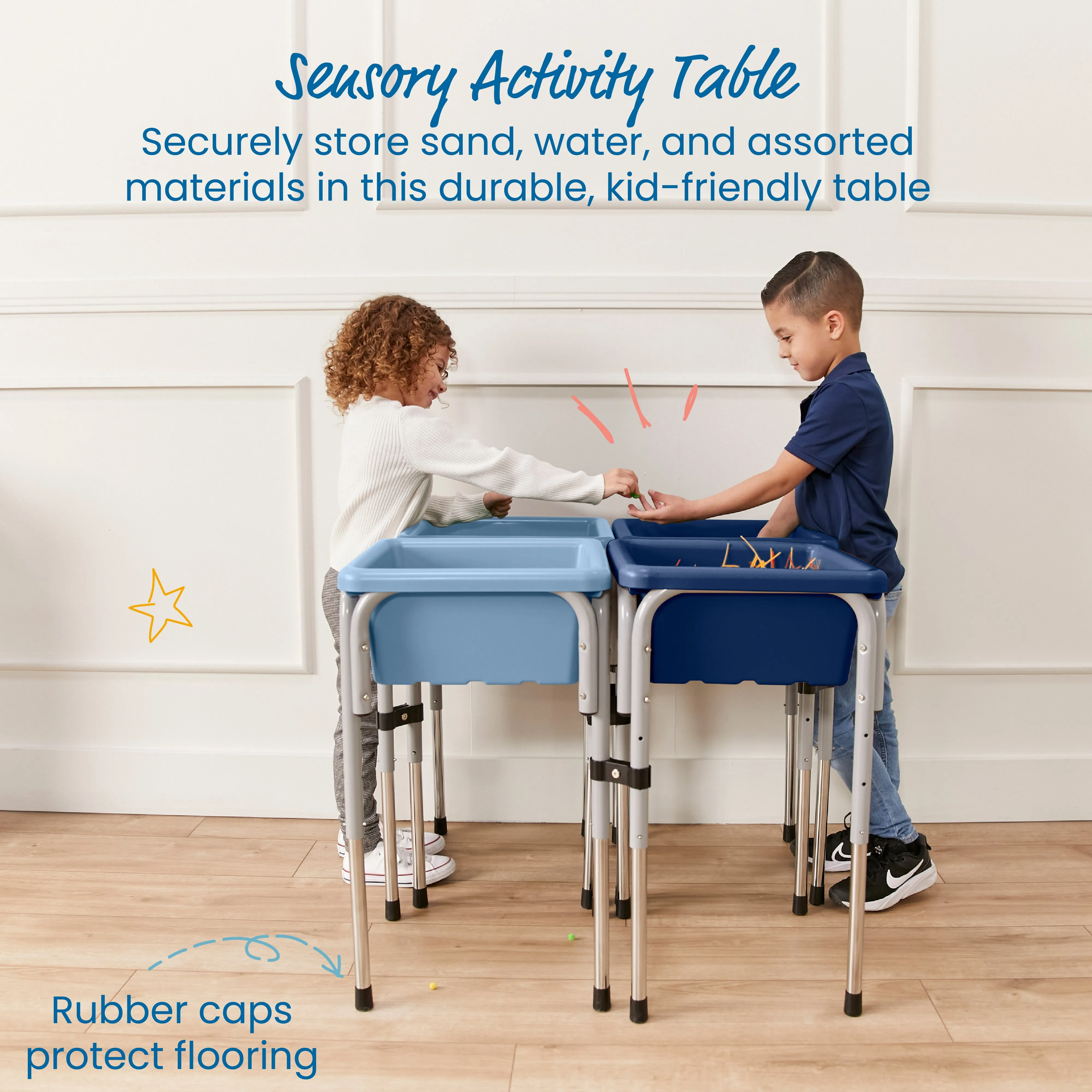 4-Station Sand and Water Adjustable Play Table, Sensory Bins