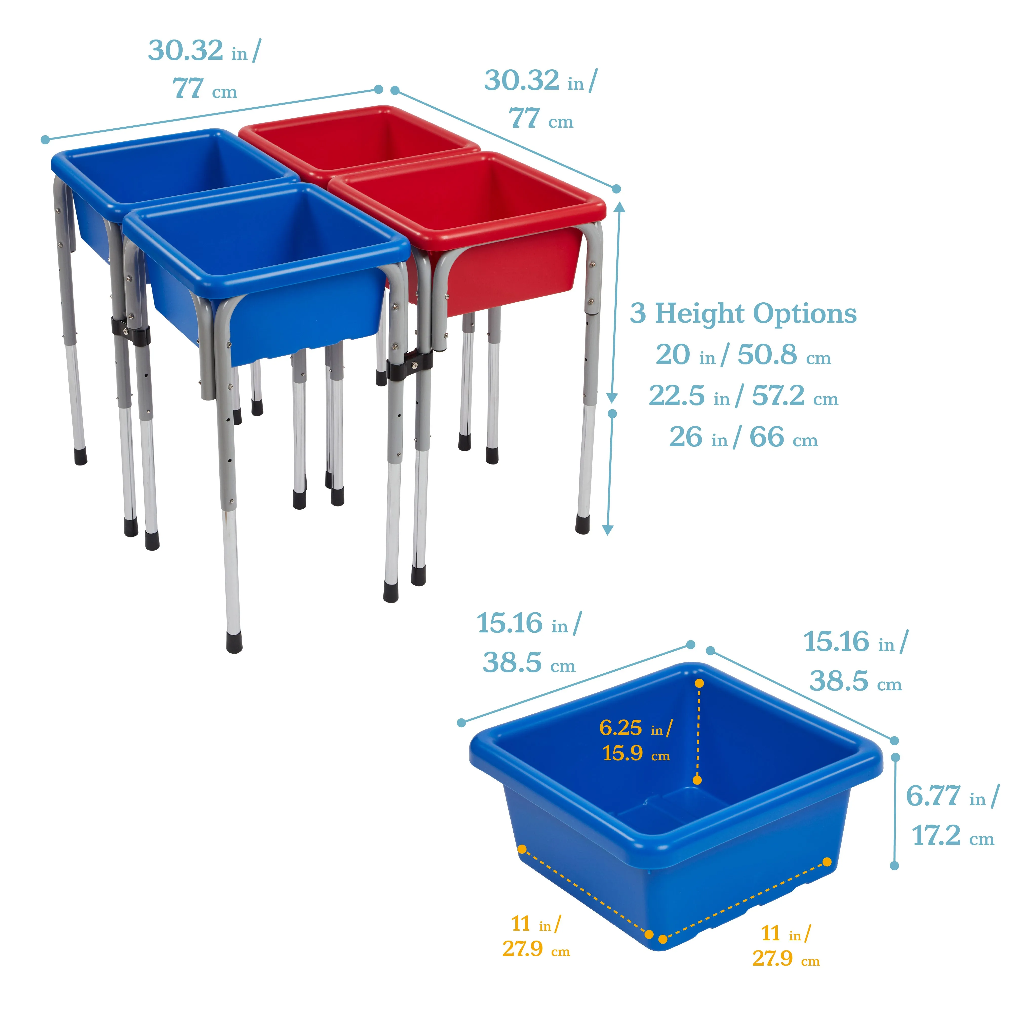 4-Station Sand and Water Adjustable Play Table, Sensory Bins