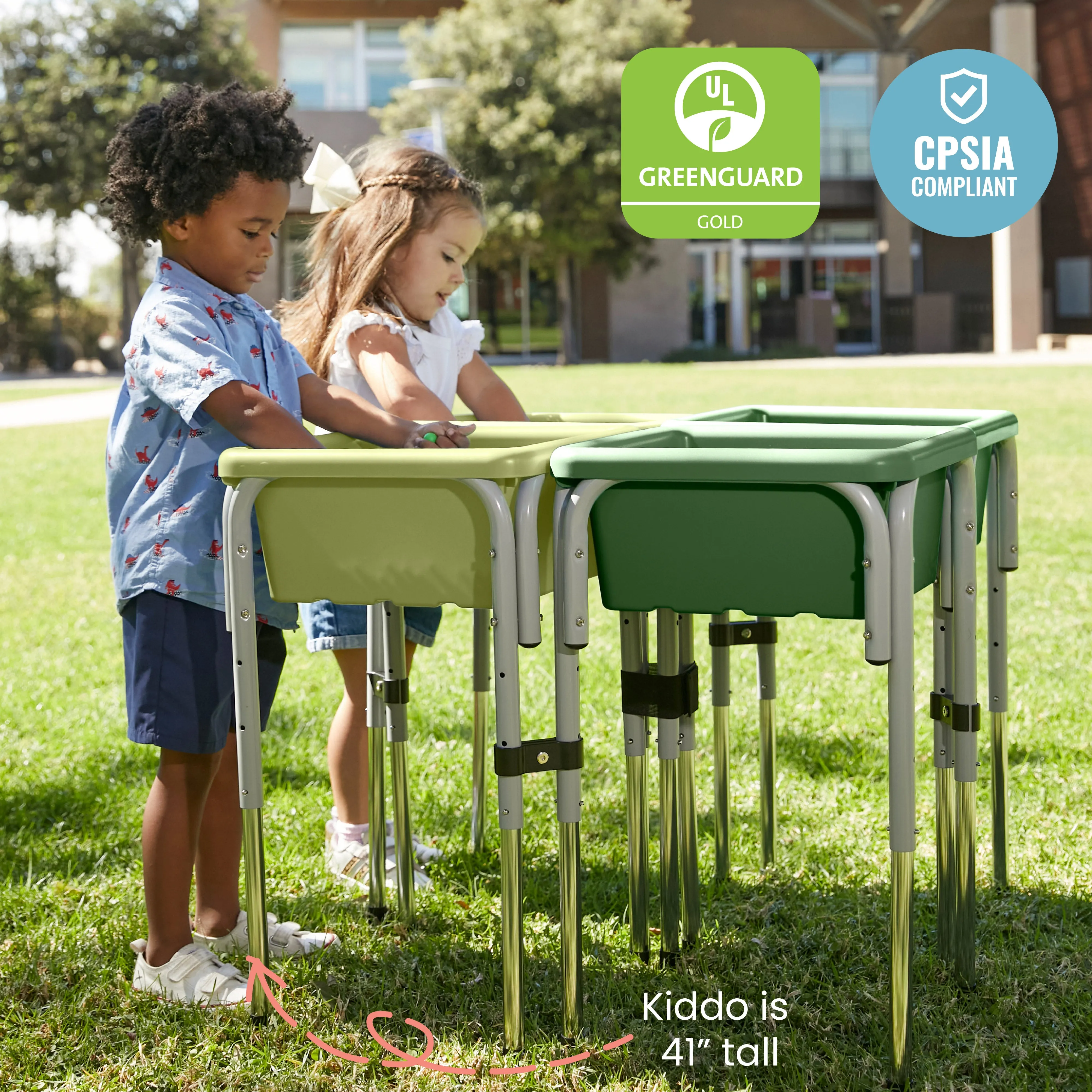 4-Station Sand and Water Adjustable Play Table, Sensory Bins