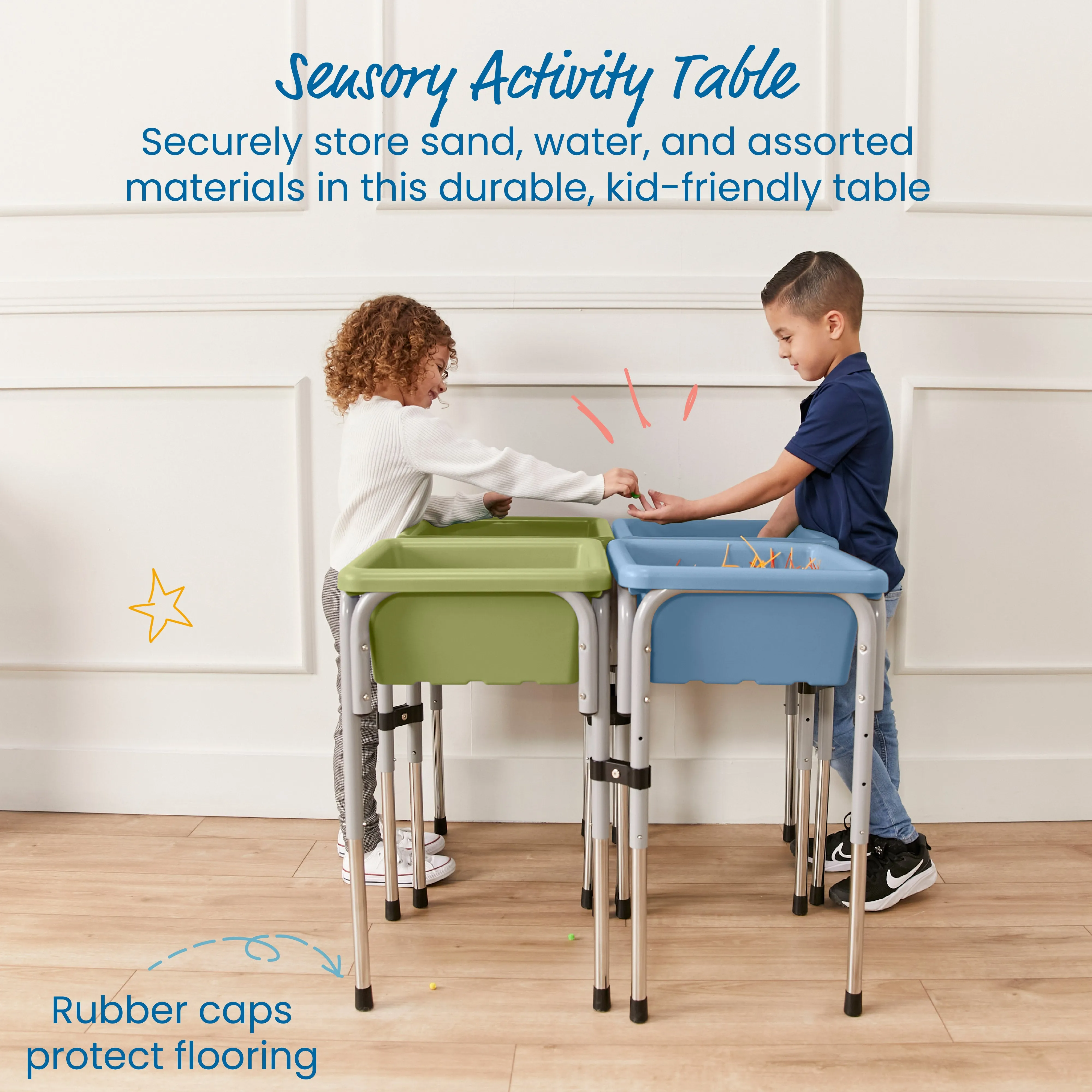 4-Station Sand and Water Adjustable Play Table, Sensory Bins