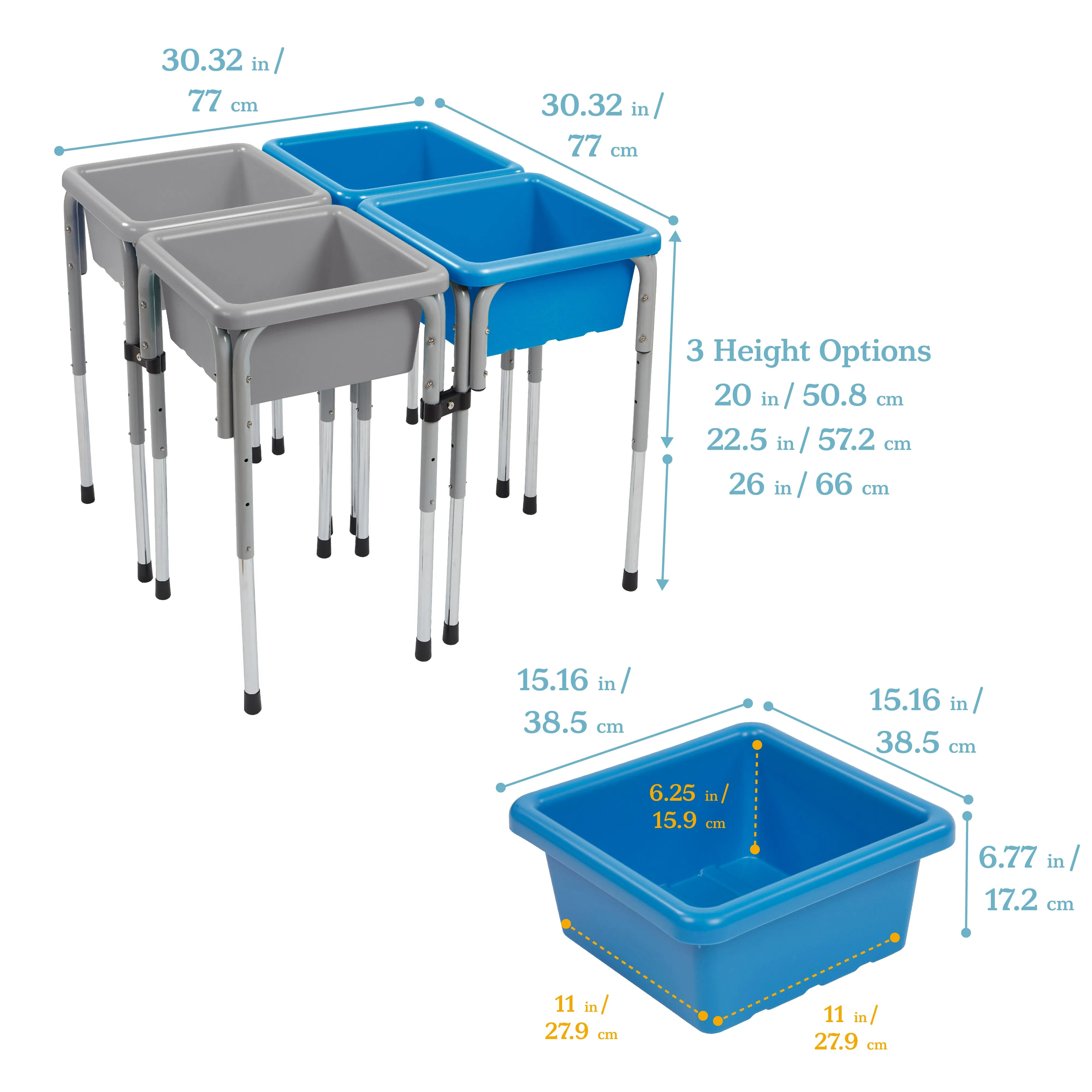 4-Station Sand and Water Adjustable Play Table, Sensory Bins