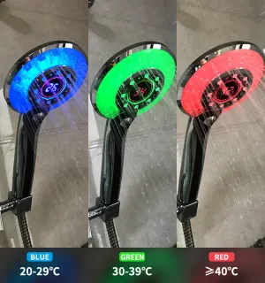 Adjustable 3 Mode 3 Color LED Shower Head Light Temperature Sensor RGB Bath Sprinkler Bathroom Shower Head