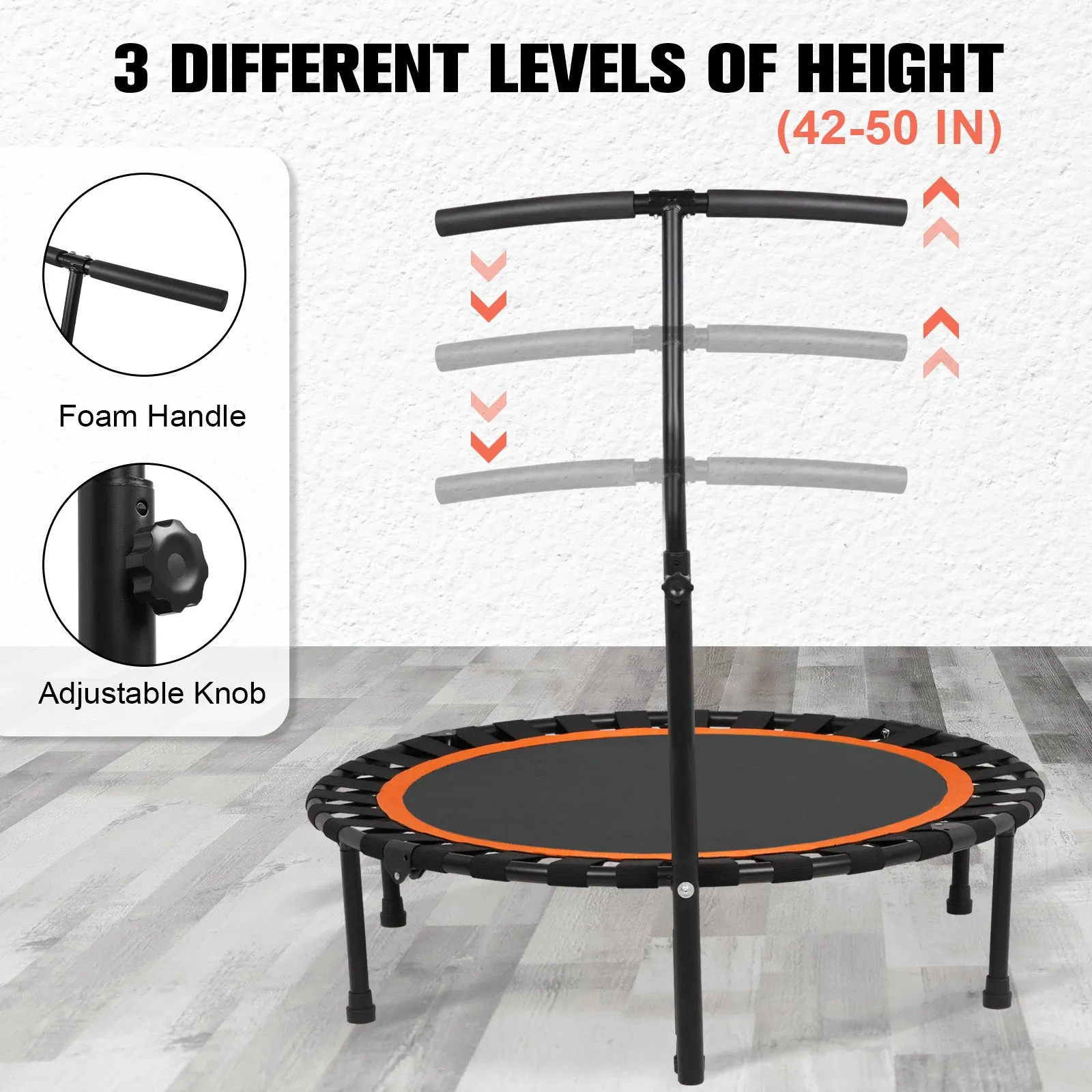 Advwin 50 inch Mini Trampoline Adjustable Handle