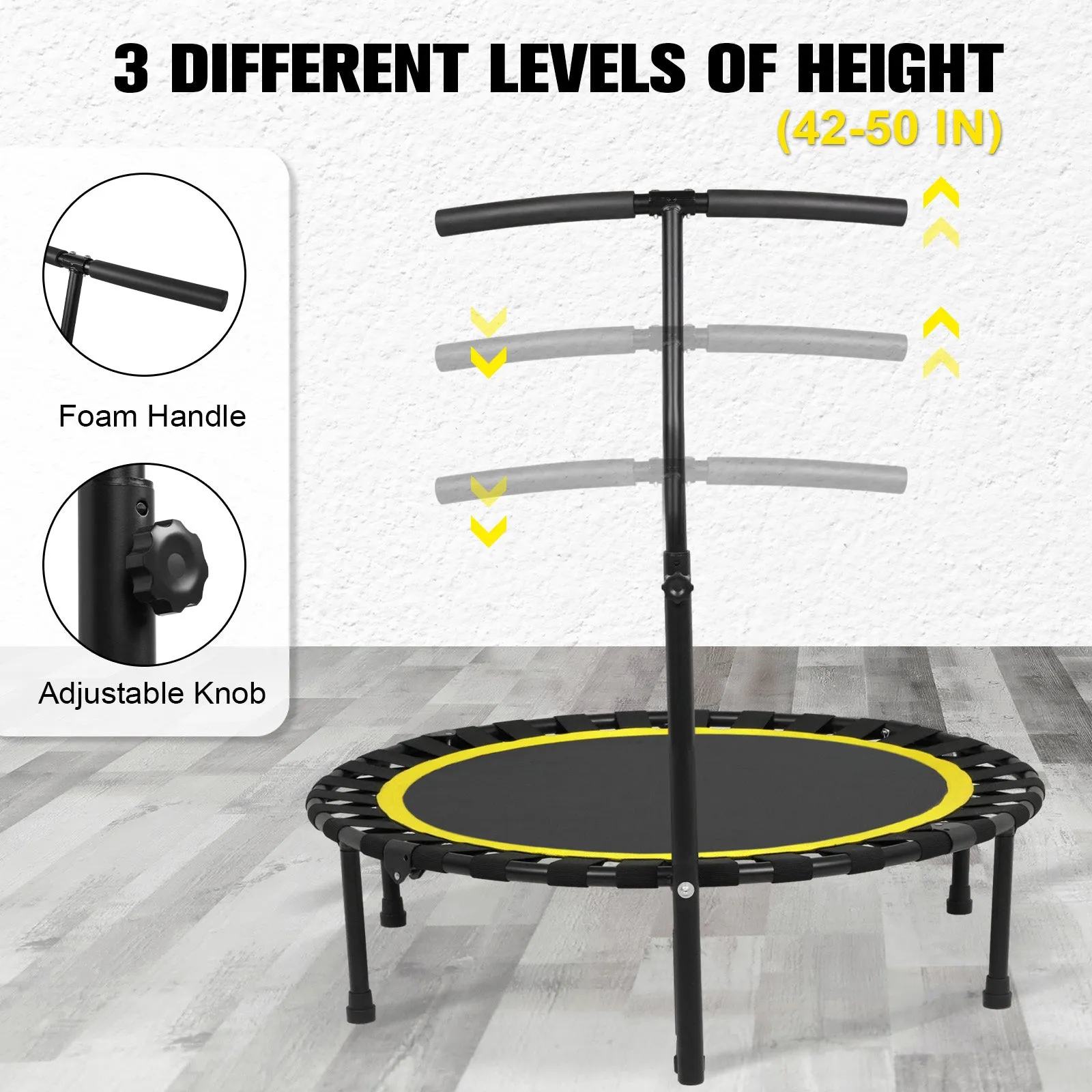 Advwin 50 inch Mini Trampoline Adjustable Handle