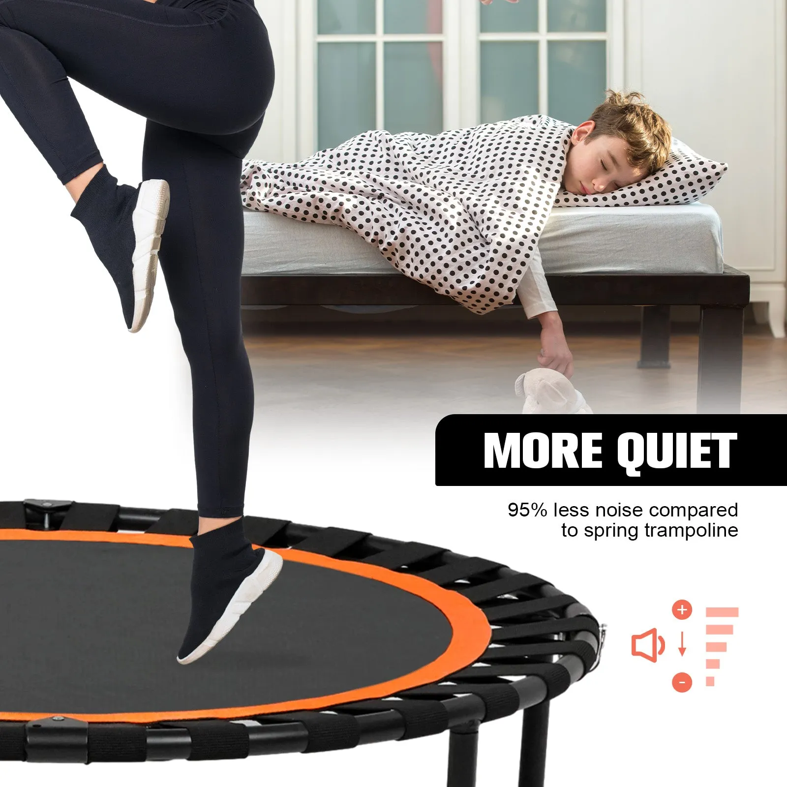 Advwin 50 inch Mini Trampoline Adjustable Handle