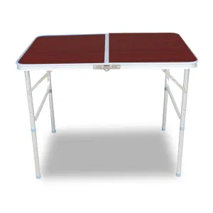 Aluminium Folding Portable Garden Camping Picnic BBQ Table Height Adjustable 90 x 60 cm - red