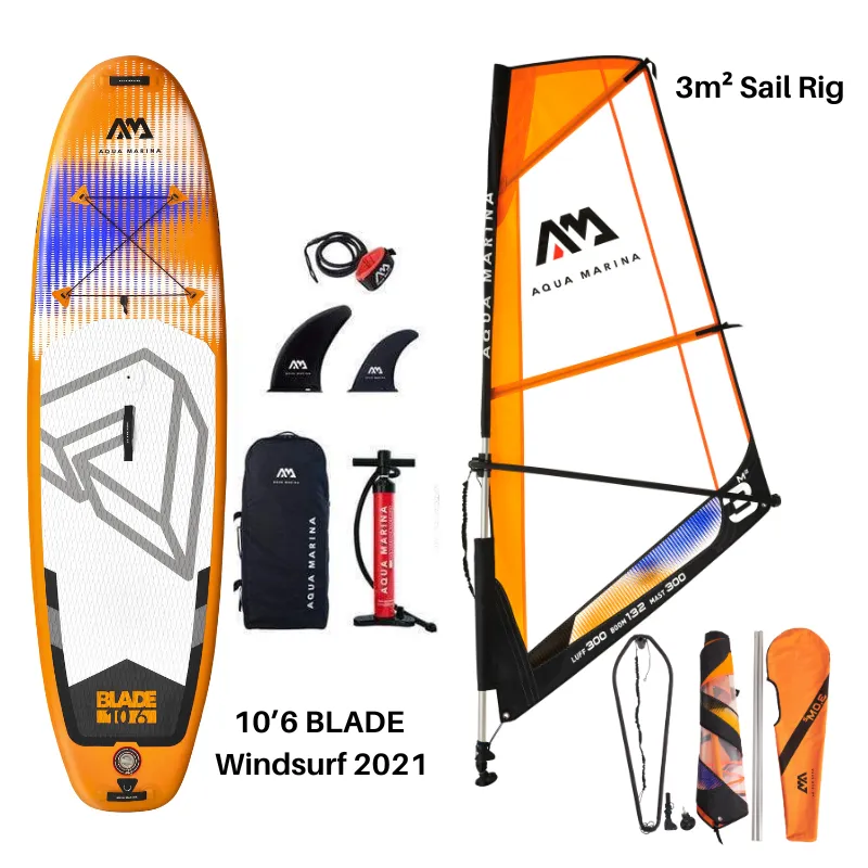 Aqua Marina 10’6″ Blade Windsurf 2021 Inflatable Paddle Board SUP   3m² Sail Rig Package