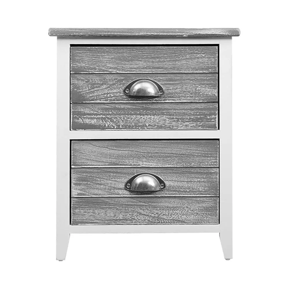 Artiss 2x Bedside Table Nightstands 2 Drawers Storage Cabinet Bedroom Side Grey