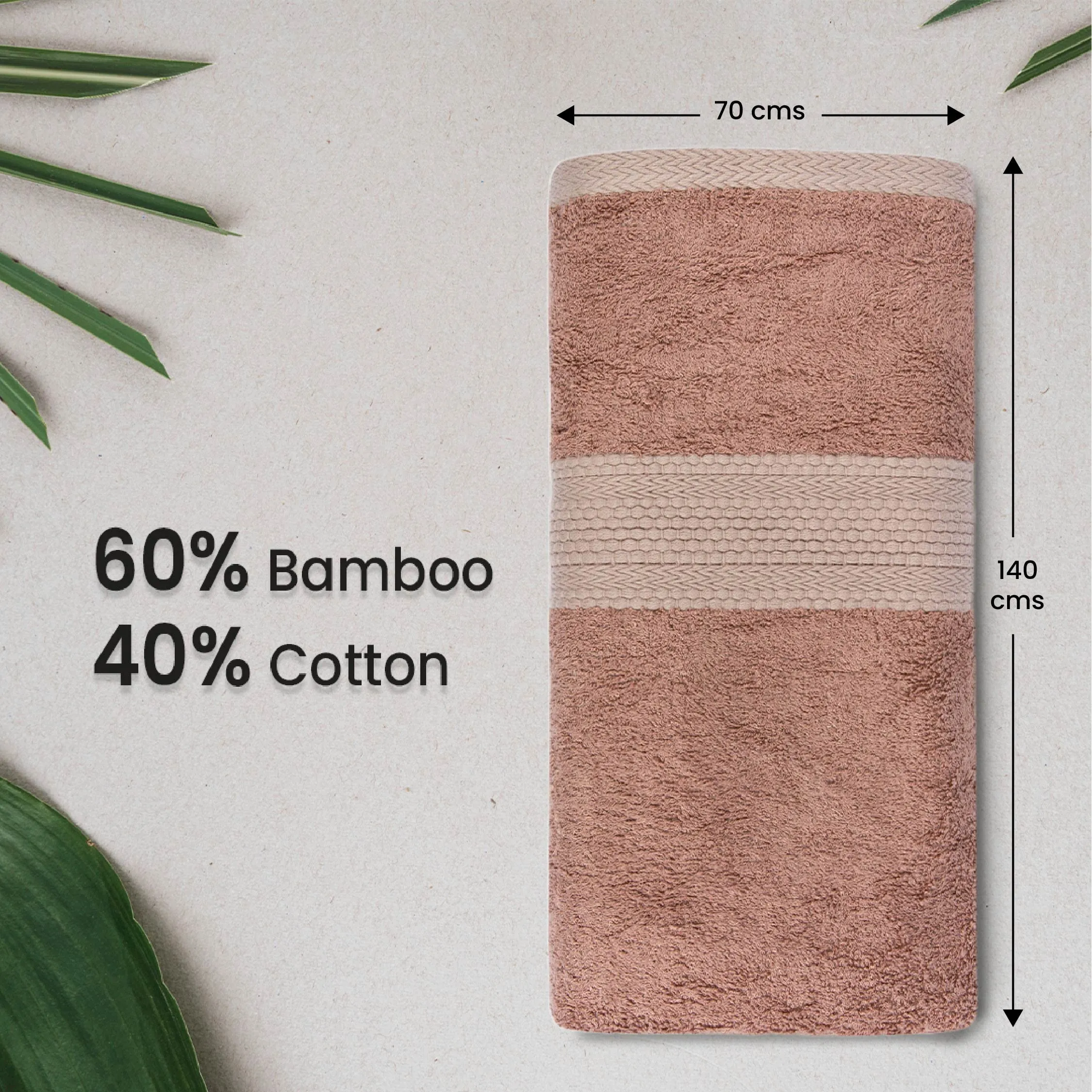 BePlush Bamboo Towels for Bath | Ultra Soft, Highly Absorbent, Quick Dry, Anti Bacterial Bamboo Bath Towel for Men & Women || 450 GSM, 27 x 55 Inches (2, Rust & Grey)