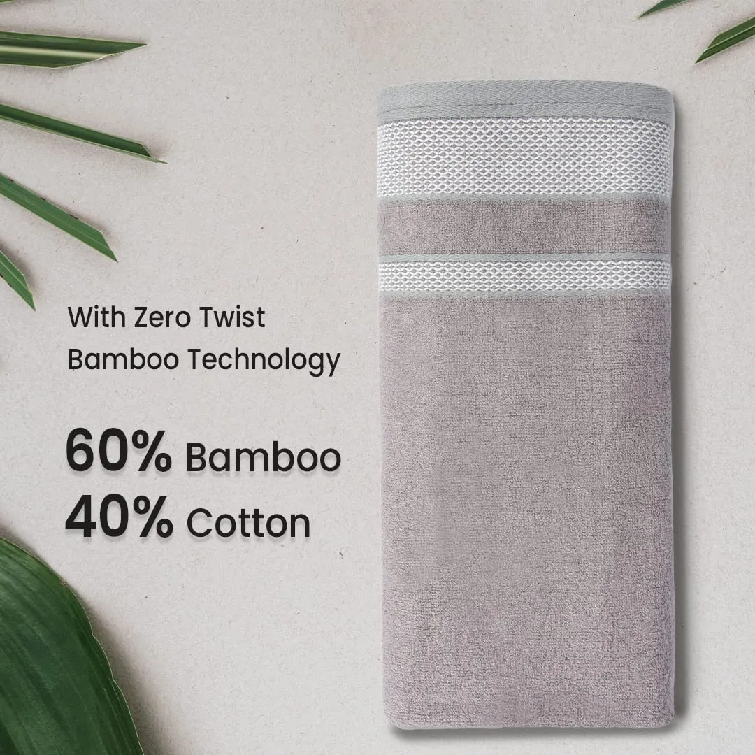 BePlush Zero Twist Bamboo Hand Towels Set of 2 Grey : Ultra Soft, Highly Absorbent, Quick Dry, Anti Bacterial Napkins for Hand Towel || 450 GSM, 40 X 60 cms