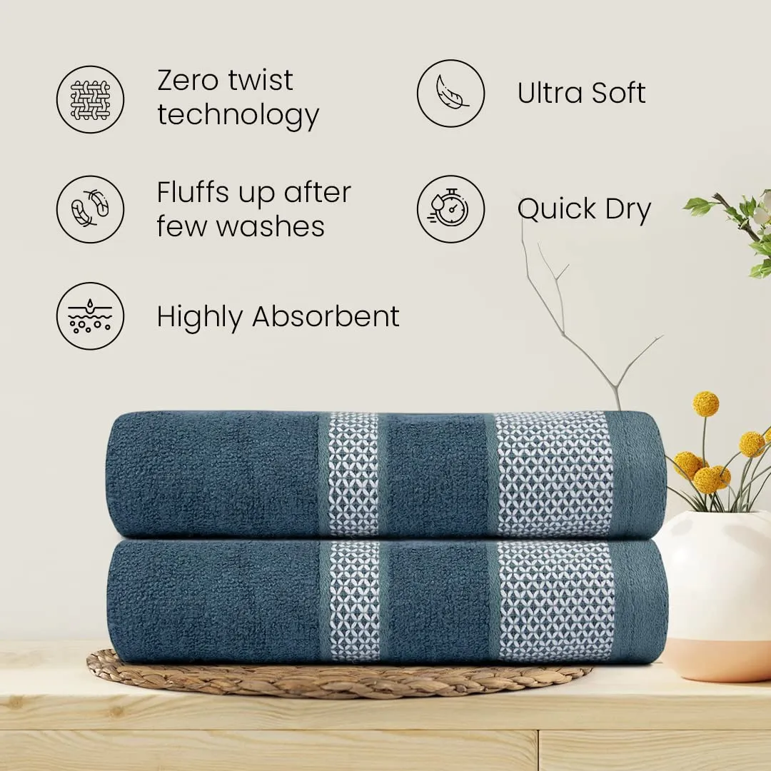 BePlush Zero Twist Bamboo Hand Towels Set of 4 Emerald Blue & Rust : Ultra Soft, Highly Absorbent, Quick Dry, Anti Bacterial Napkins for Hand Towel || 450 GSM, 40 X 60 cms