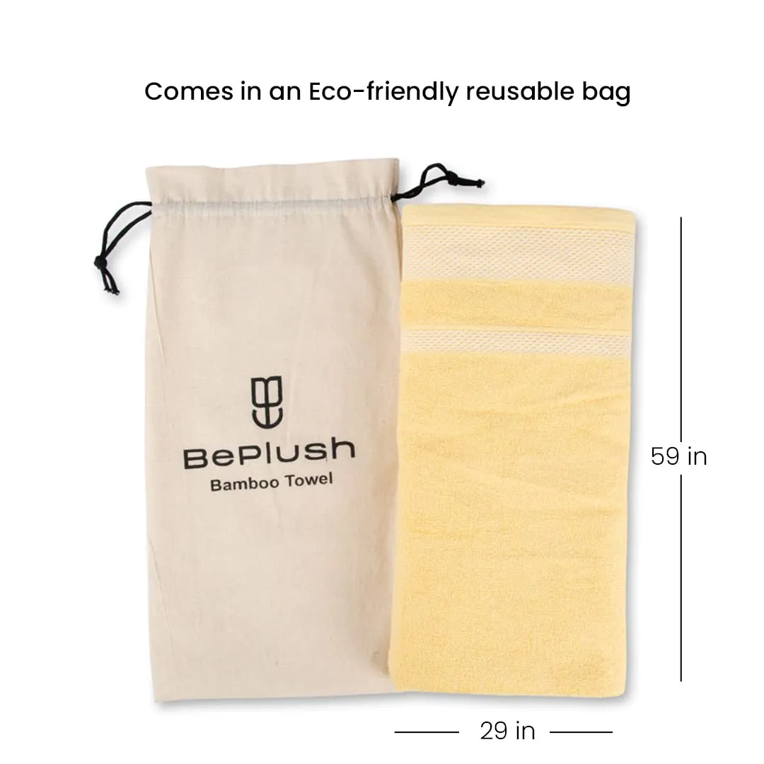 BePlush Zero Twist Bamboo Towels for Bath | Ultra Soft, Highly Absorbent, Quick Dry, Anti Bacterial Bamboo Bath Towel for Men & Women || 450 GSM, 29 x 59 Inches (1, Yellow)