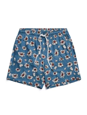 Blue Floral Print Swimshort