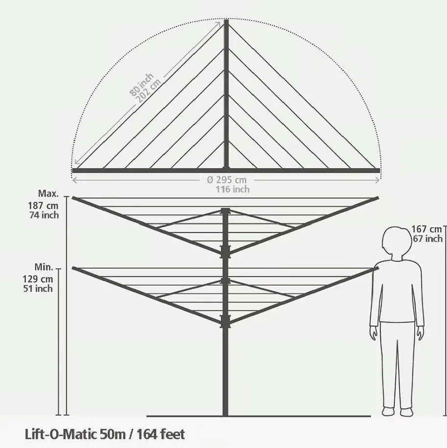 Brabantia Lift-O-Matic 50m Rotary Clothes Dryer