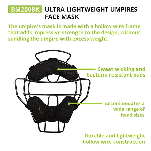 Champion Sports ULTRA LIGHTWEIGHT UMPIRE FACE MASK-C-BM200BK