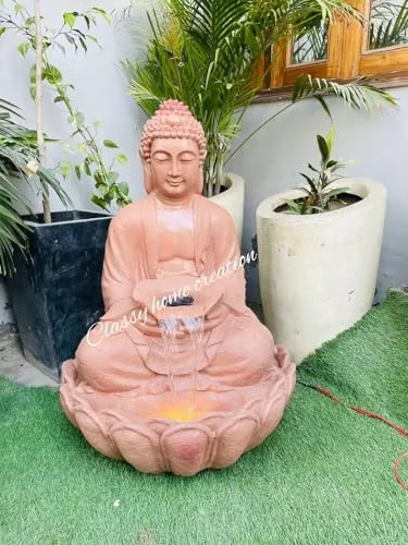 Classy Home Creation Kamal Buddha Fountain for Home Decor | 3 feet Buddha Water Fountain | fountrain for Living Room| Bedroom| Garden| Home Office|Indoor & Outdoor Fountain|3 feet Sandstone Fiber