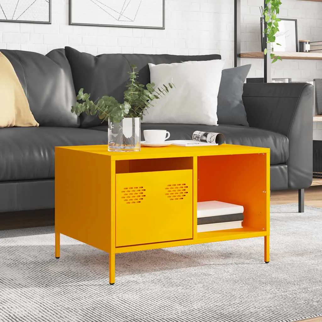 Coffee Table Mustard Yellow 68.5x50x43.5 cm Cold-rolled Steel