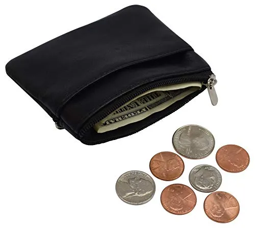 Genuine Leather Coin Purse Keychain for Women Marshal Coin Pouch Mini Zipper Change Purse Wallet