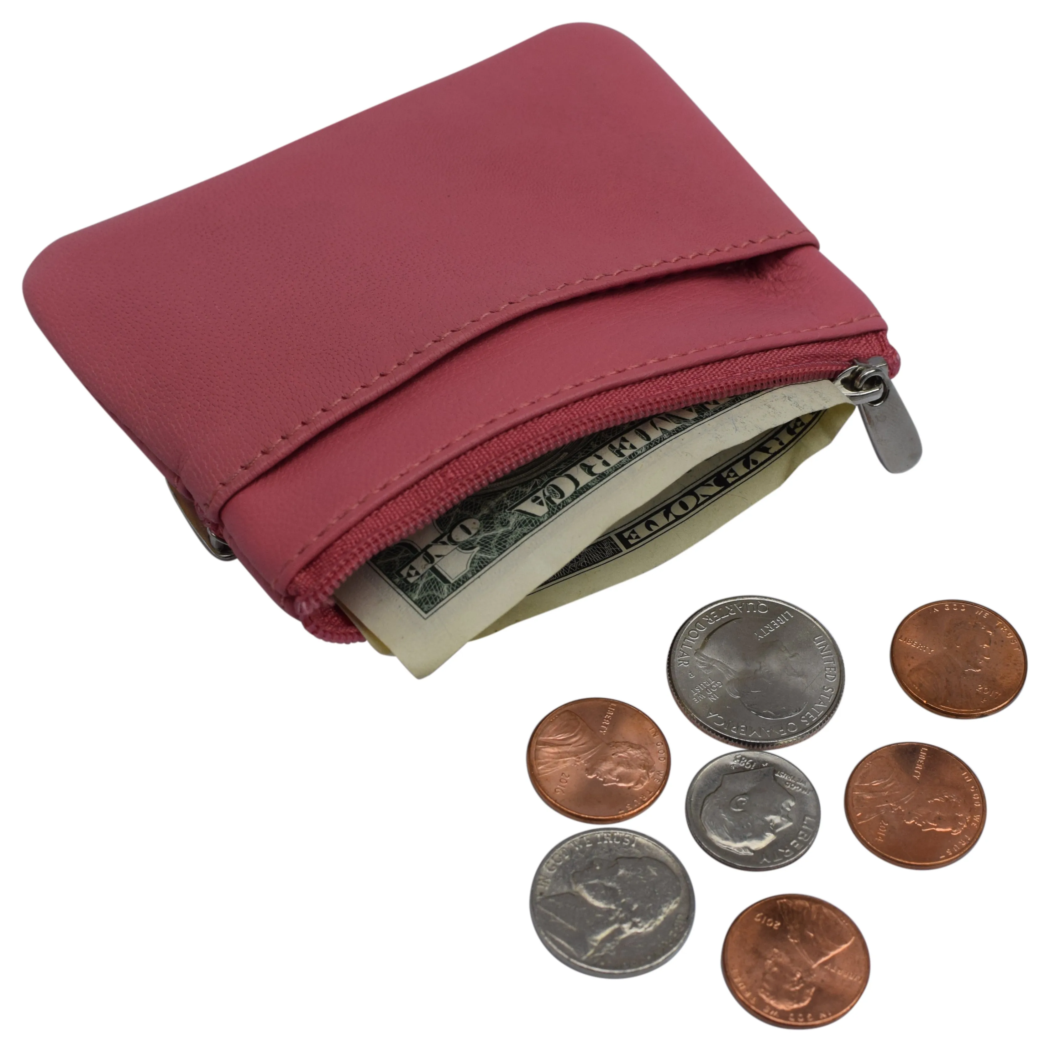 Genuine Leather Coin Purse Keychain for Women Marshal Coin Pouch Mini Zipper Change Purse Wallet