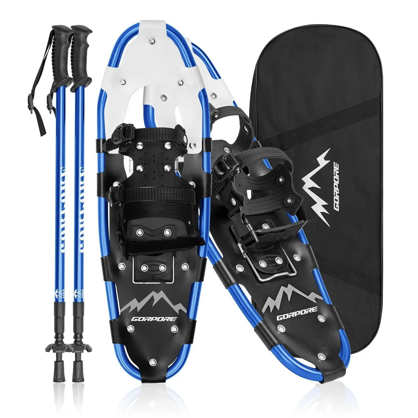 GORPORE 3-in-1 Xtreme Lightweight All Terrain Snowshoes for Men Women Youth Kids, with Trekking Poles and Free Snowshoe Bag, 21"/25"/30"