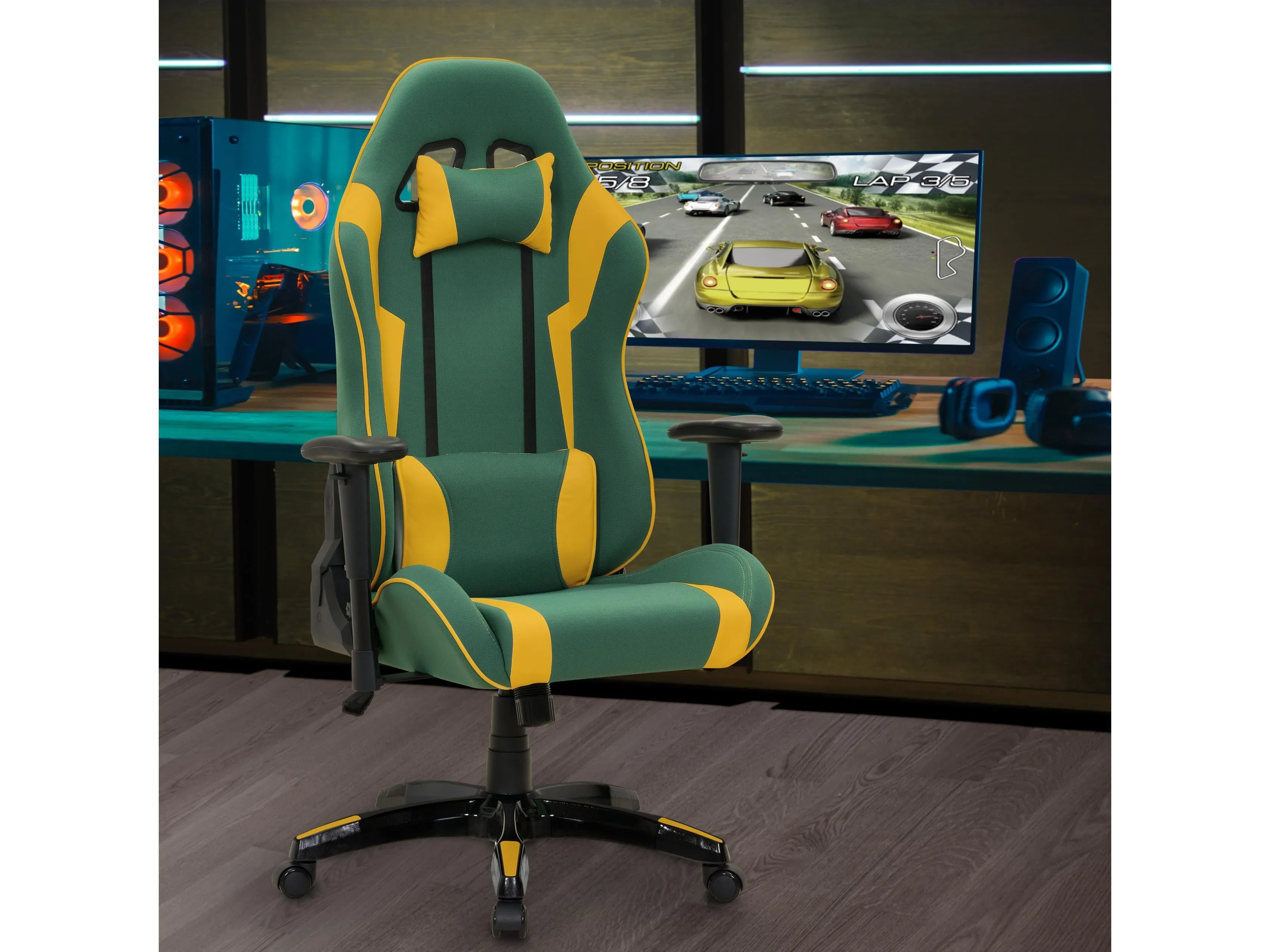 Green and Yellow Gaming Office Chair