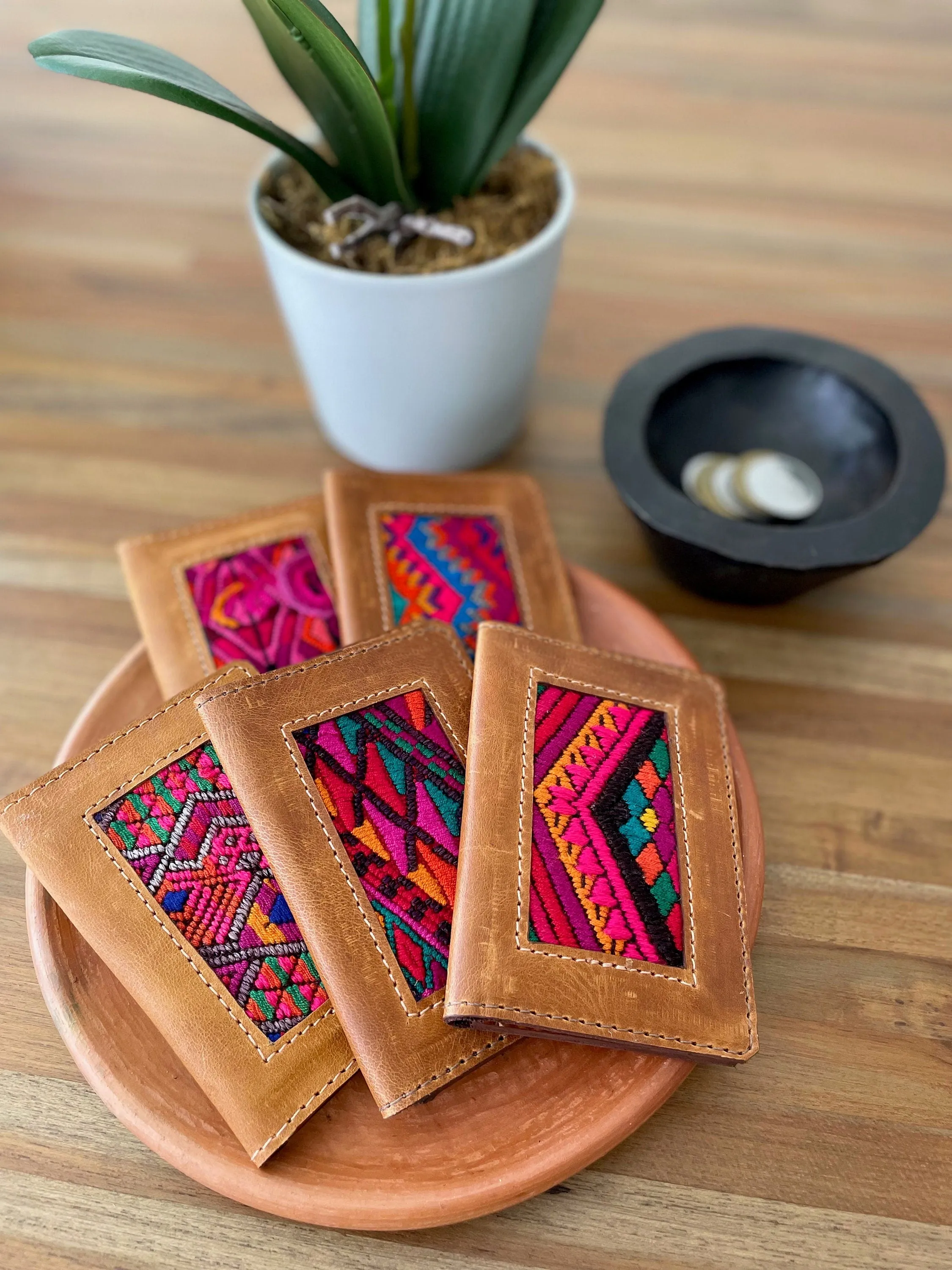 Guatemalan Authentic Leather/Huipil Card Holders