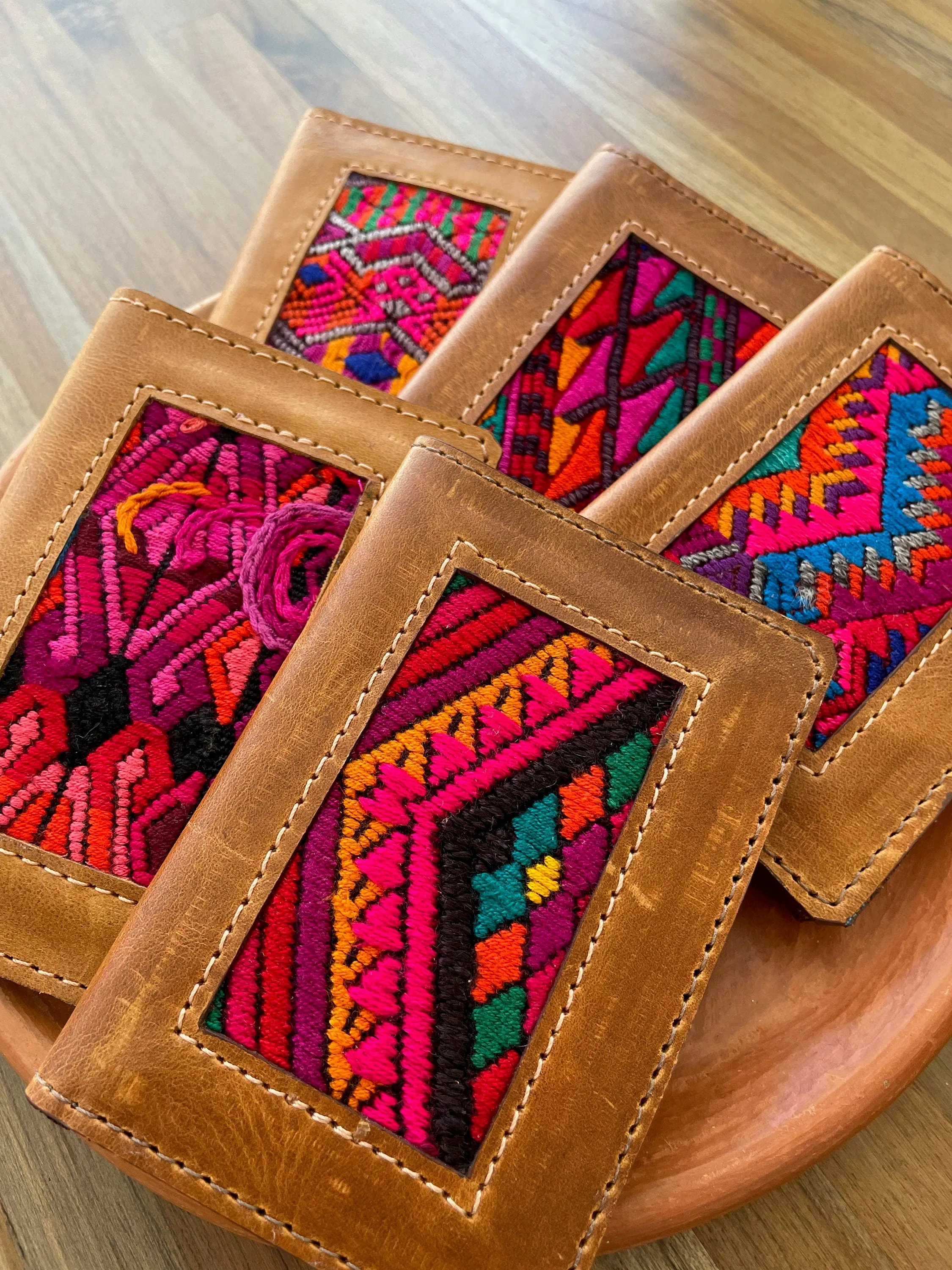 Guatemalan Authentic Leather/Huipil Card Holders