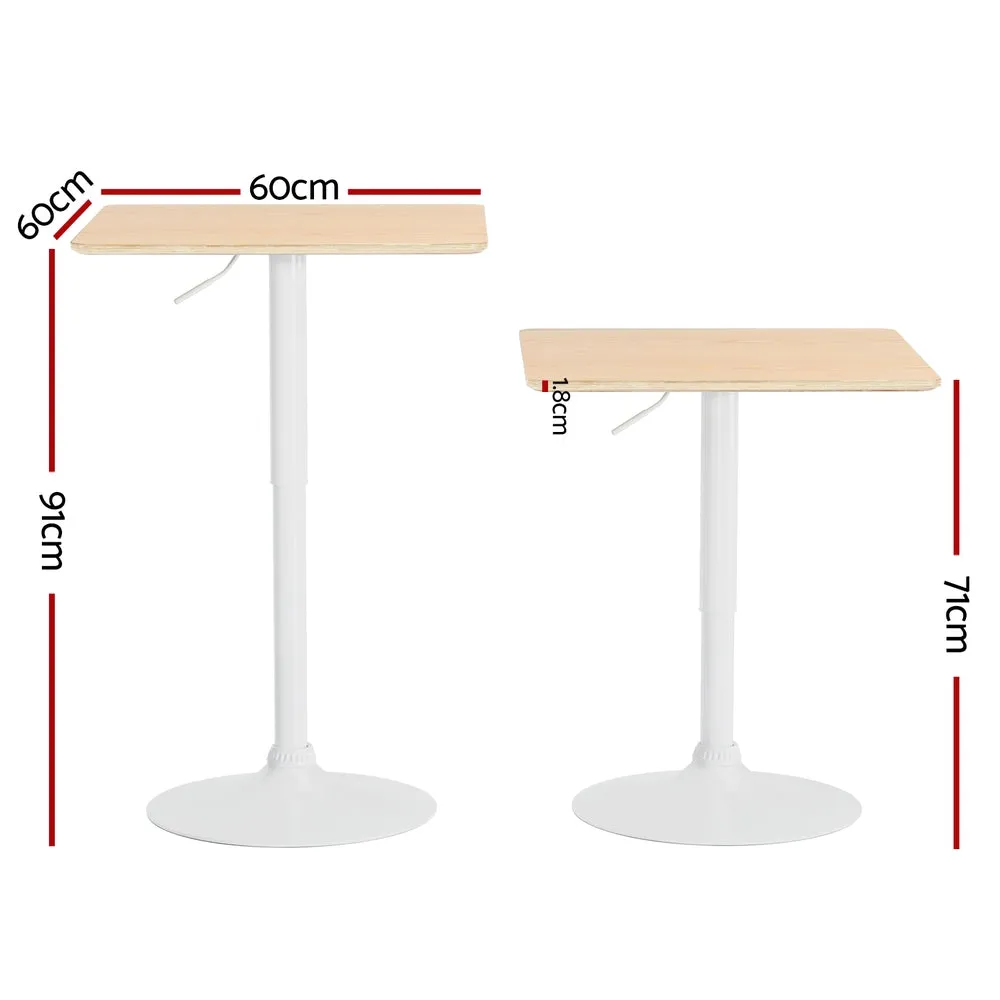 Height Adjustable Swivel Bar Table, Wood Grain, Artiss