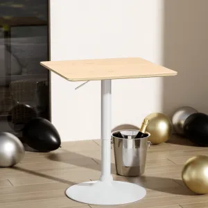 Height Adjustable Swivel Bar Table, Wood Grain, Artiss