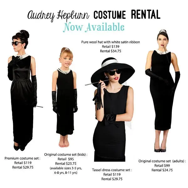 Holly Golightly Feather Hat Complete Costume Set (Rental)